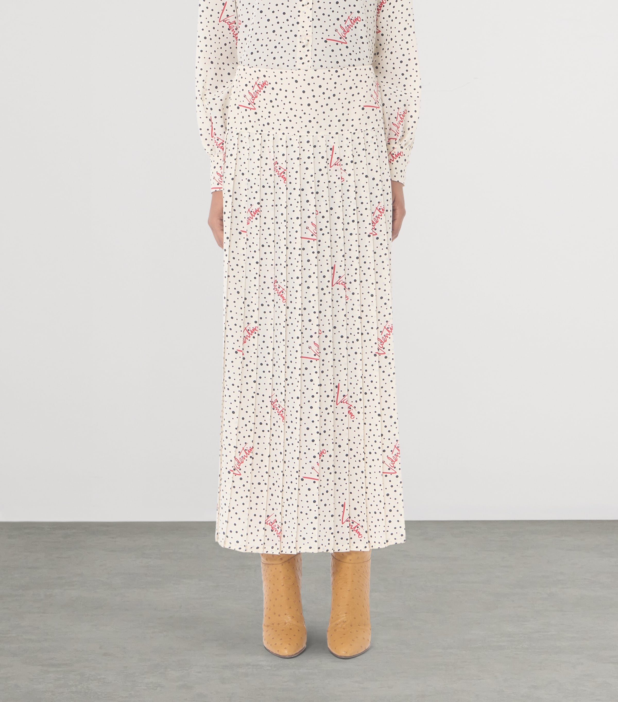 Valentino Womens Silk Plus De Pois Midi Skirt Image 3