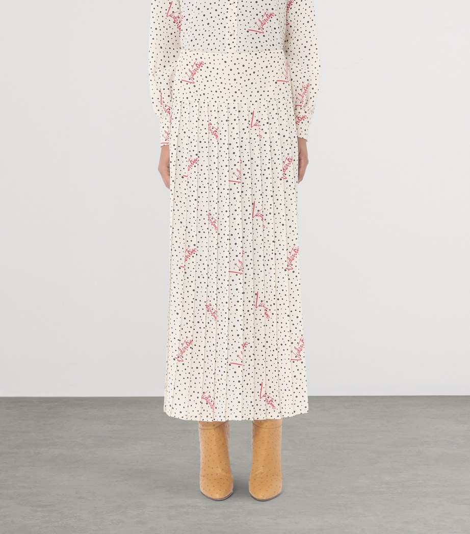 Valentino Womens Silk Plus De Pois Midi Skirt Image 3