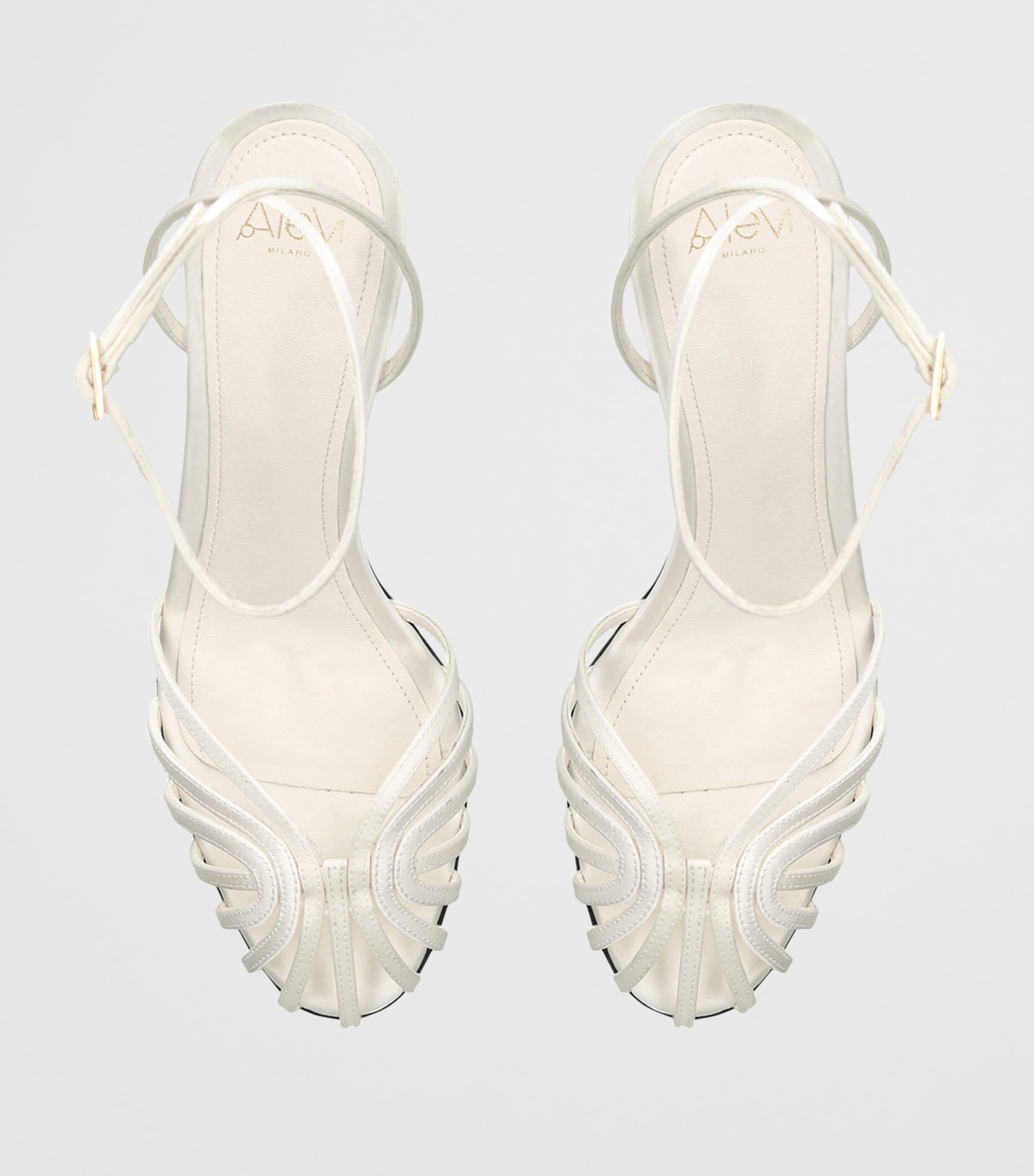 Alevì Satin Blake Heeled Sandals 75 White Image 3
