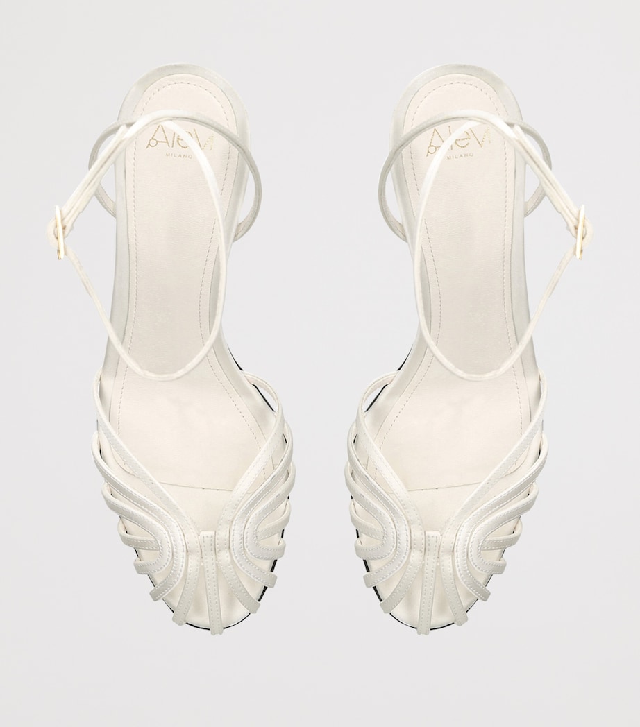 Alevì Satin Blake Heeled Sandals 75 White Image 3