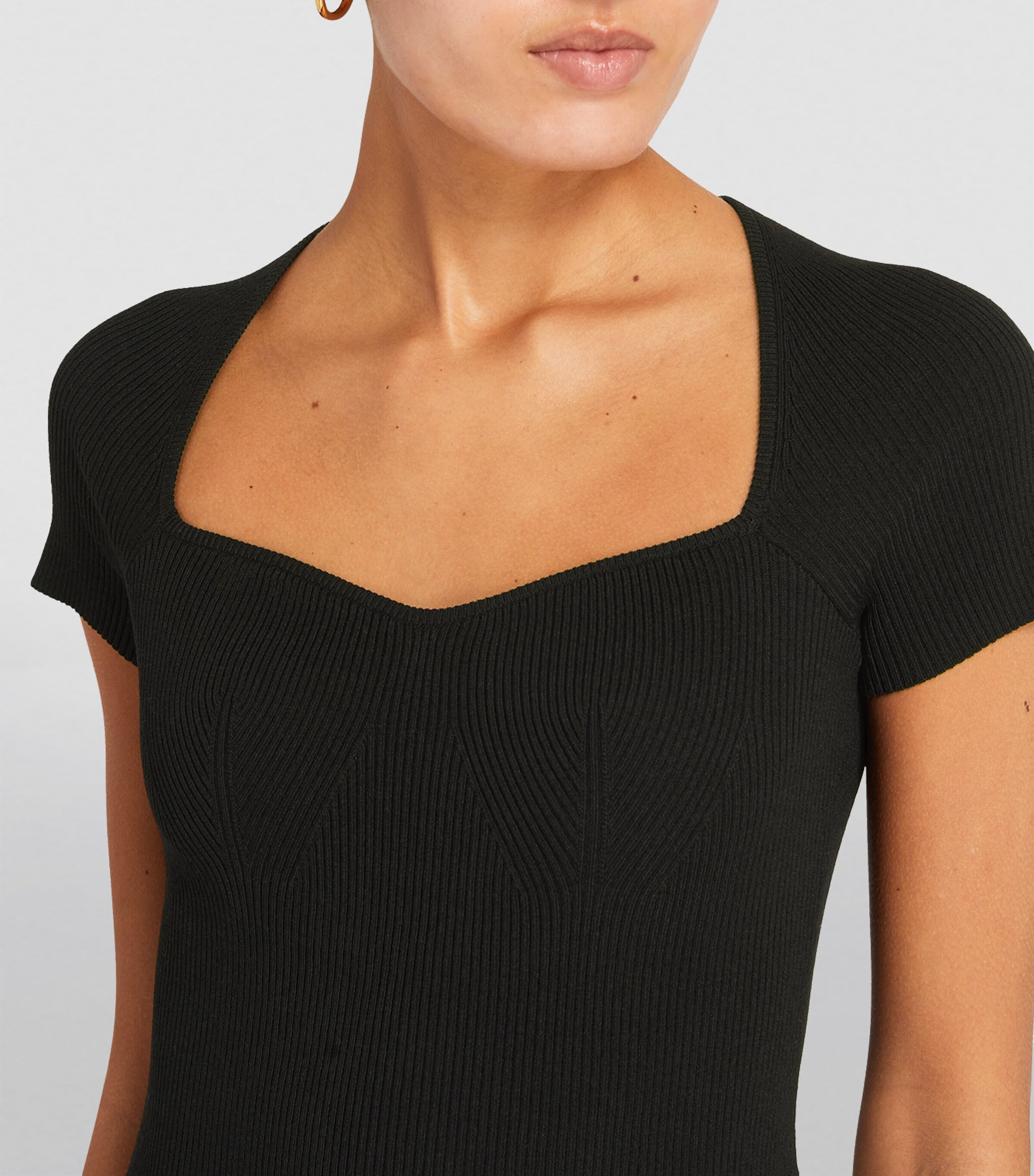 Short-Sleeve Ribbed Top BLACK Image 6