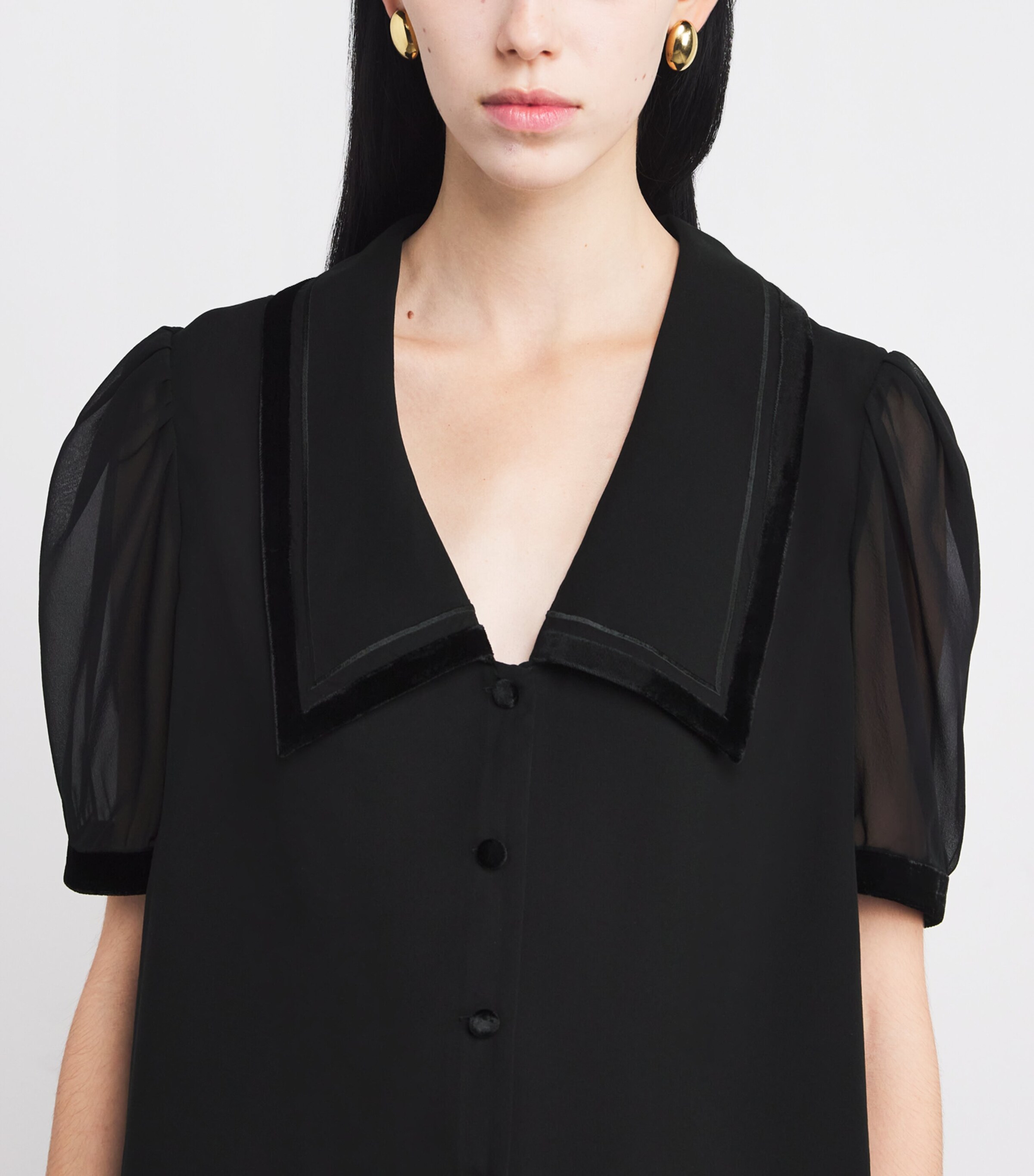 The Silk Sailor Blouse BLACK Image 6