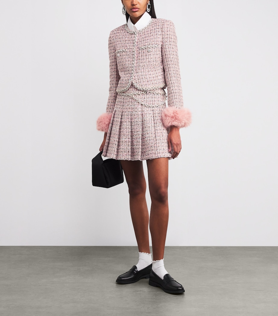 Bouclé Pleated Mini Skirt PINK Image 2