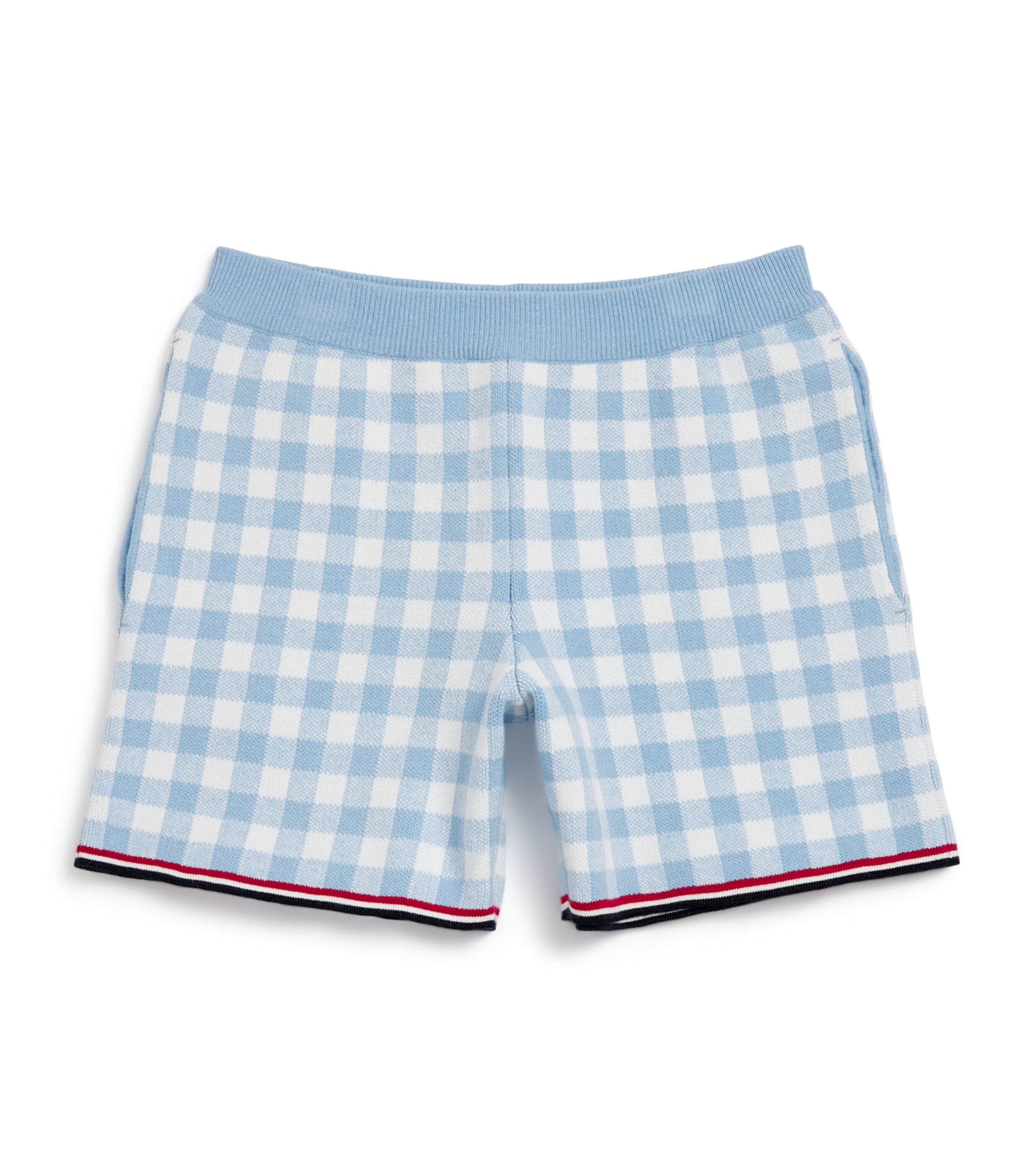 Thom Browne Gingham Split-hem Shorts In Blue