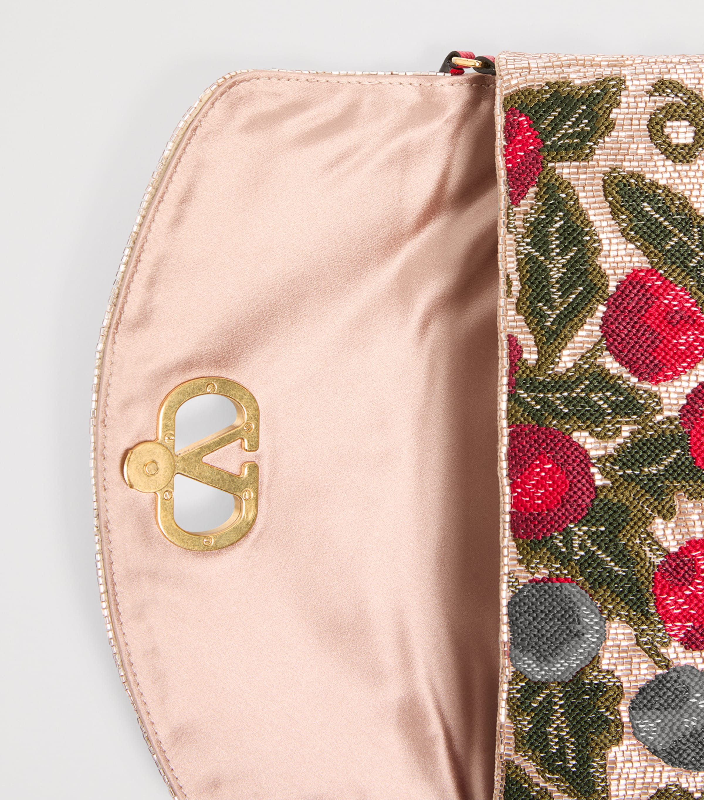 Valentino Garavani Silk Vain Cherry Clutch Bag | Harrods US