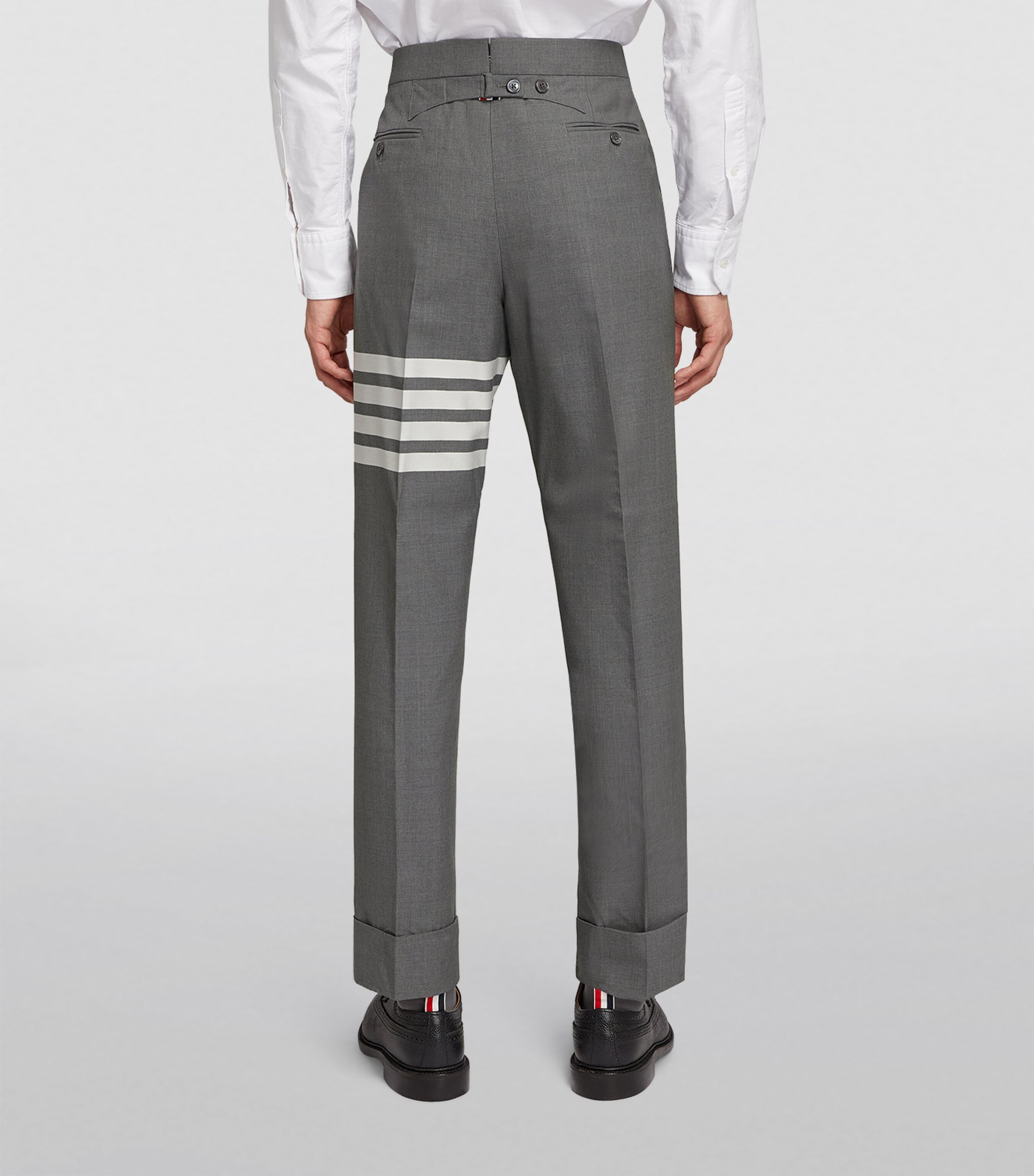 Wool 4-Bar Stripe Tailored Trousers MED GREY Image 4