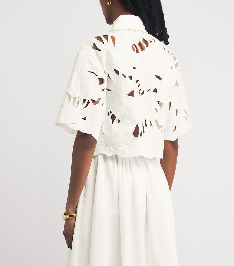 Zimmermann Womens Cotton Embroidered Mahon Shirt Ivo Ivory Image 5