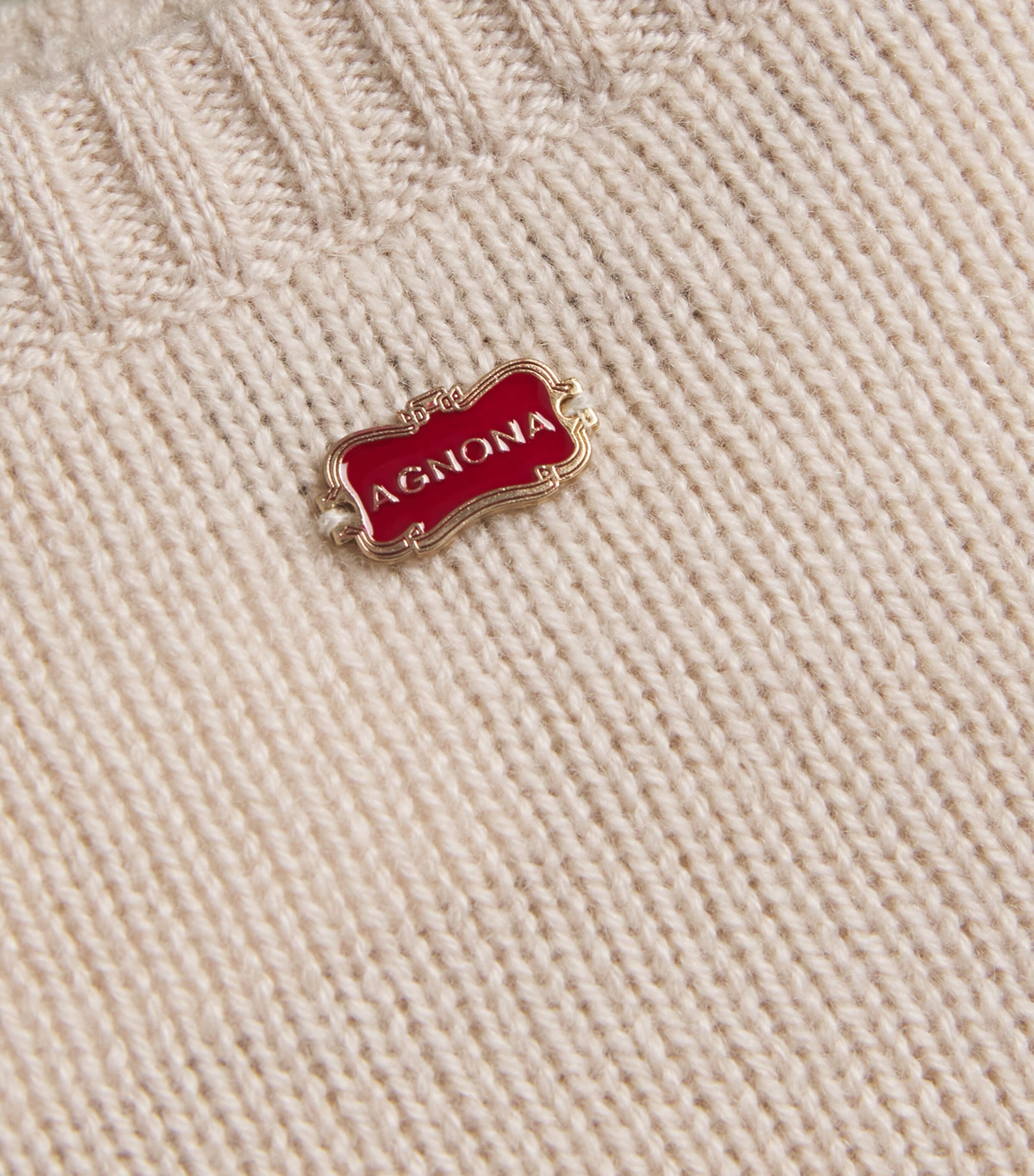 Agnona Womens Cashmere Lipstick Sweater Beige Greige Image 6