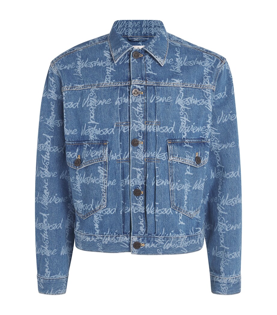 Denim All-Over Script Print Jacket K306-VW GRID/BLUE Image 1