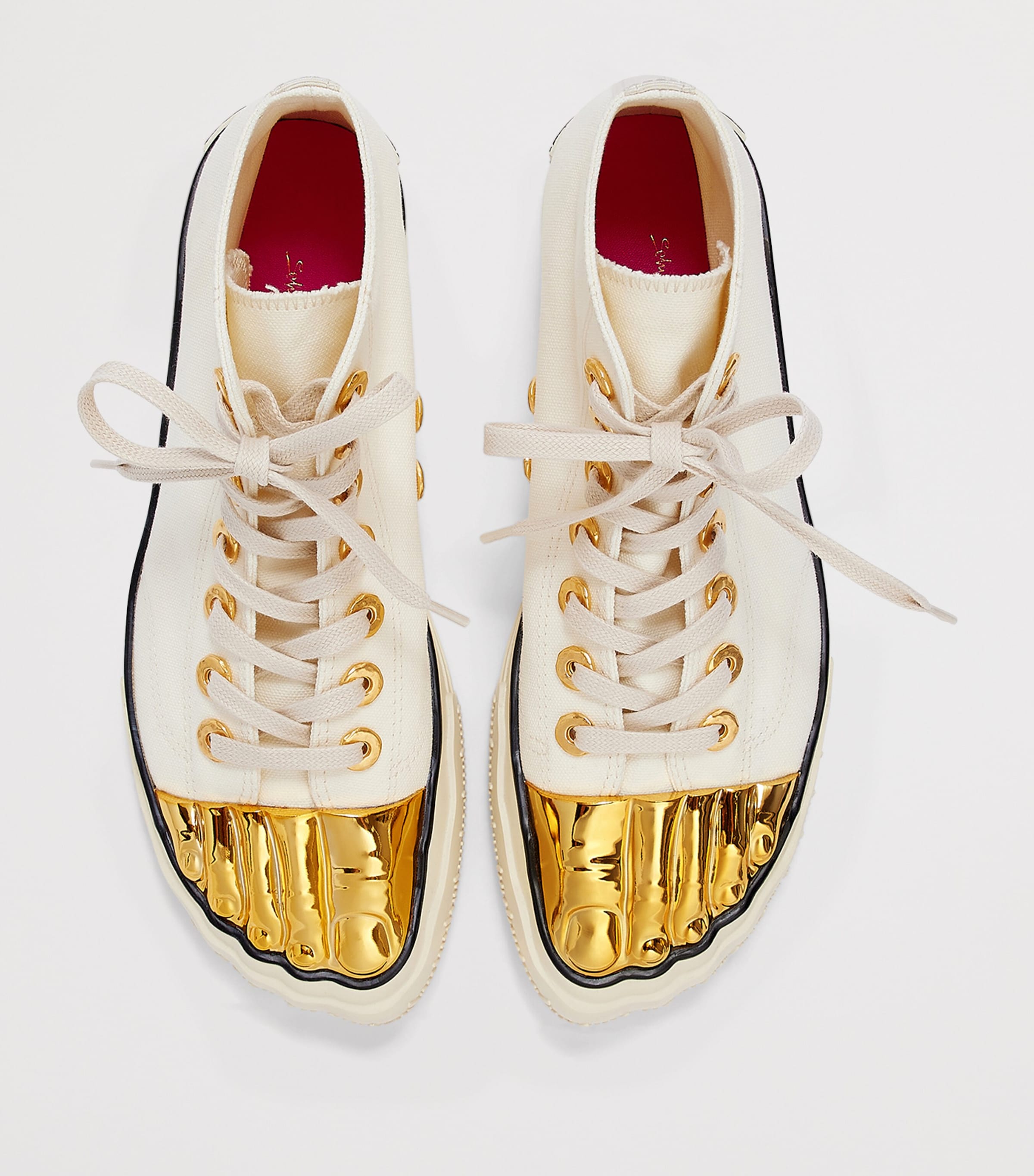 Schiaparelli Cotton Trompe-l'Oeil Sneakers Ecru Image 4
