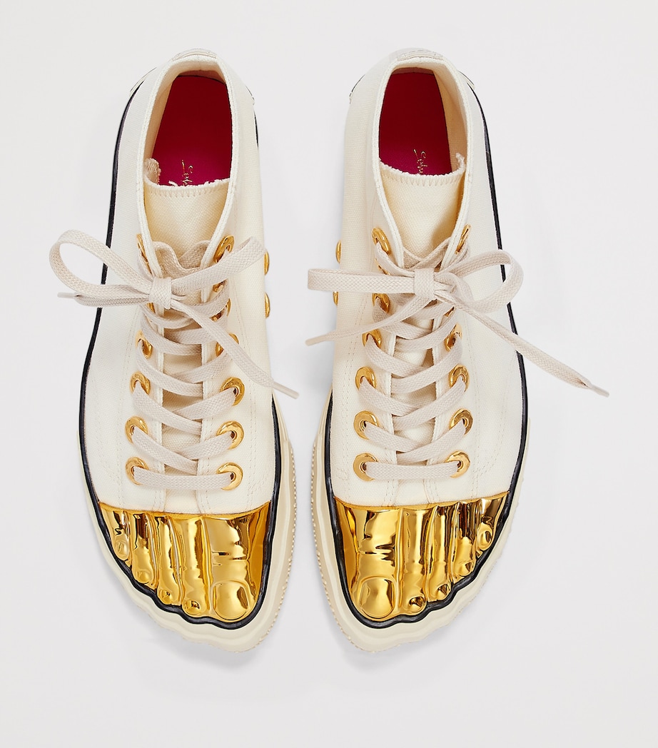 Schiaparelli Cotton Trompe-l'Oeil Sneakers Ecru Image 4