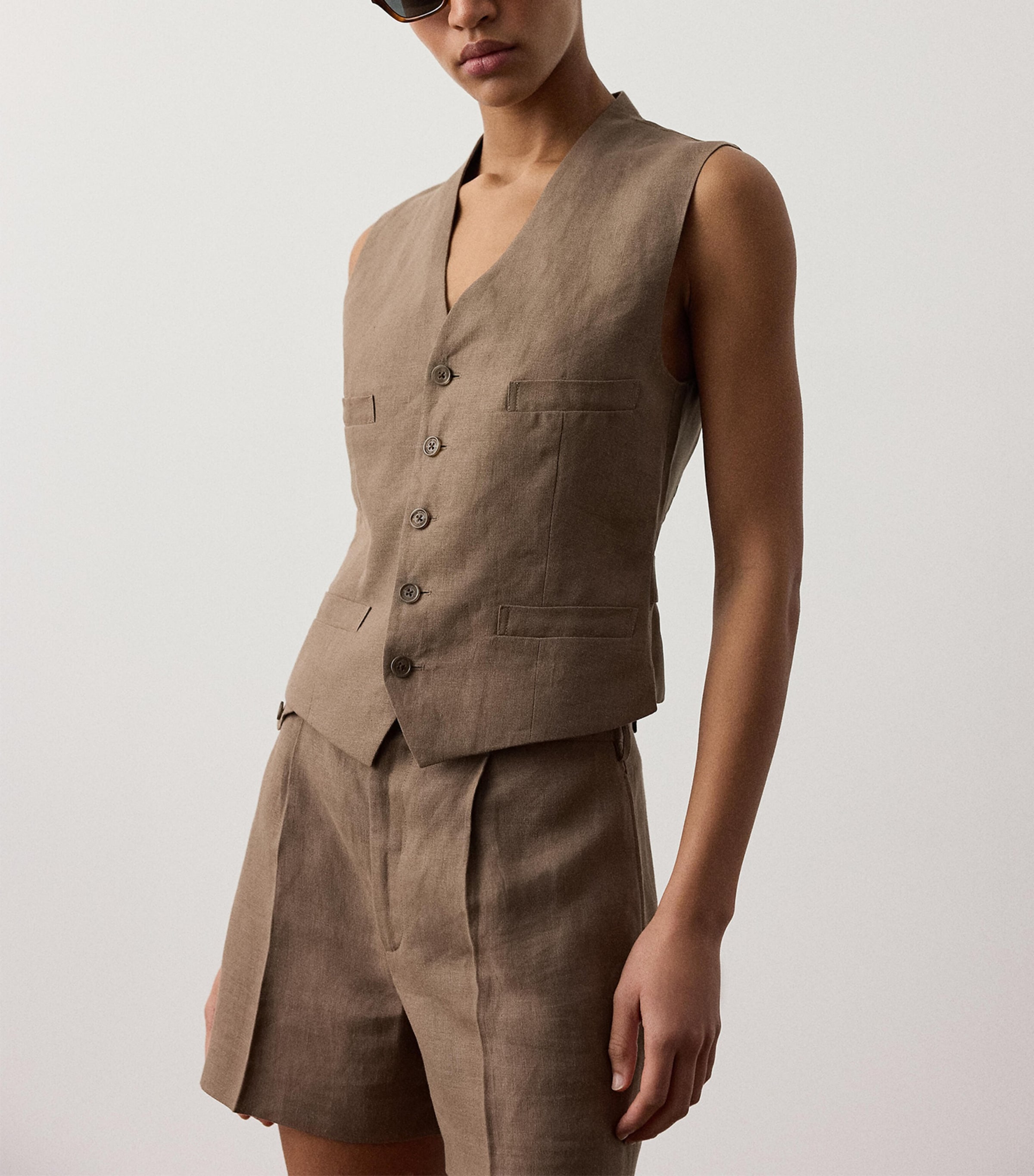 Ralph Lauren Collection Womens Linen Jaiden Waistcoat Portobello Image 3