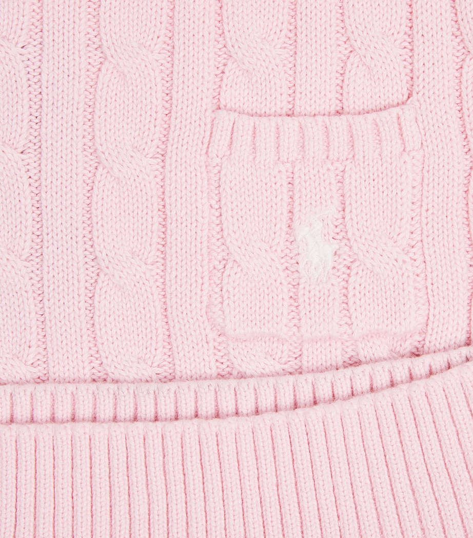 Cotton Cable-Knit Top (7-14 Years) PINK Image 3