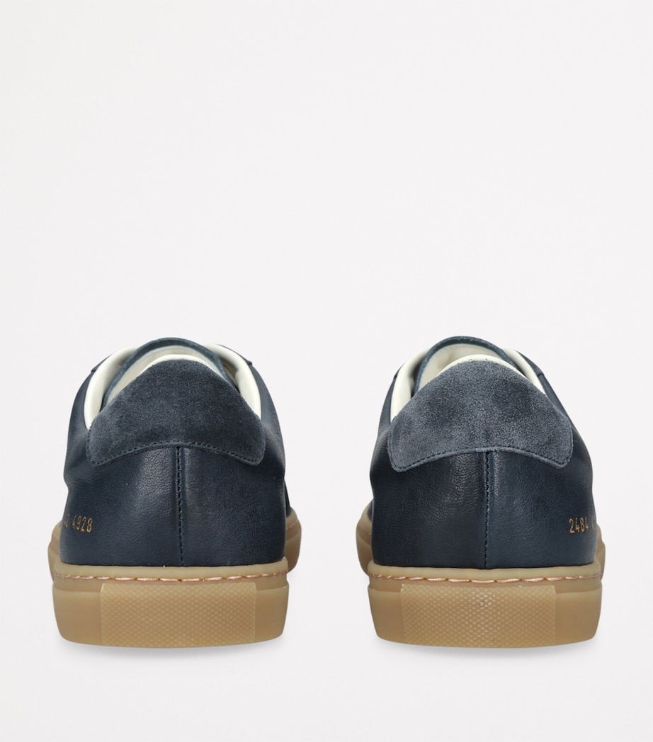 Leather and Suede BBall Sneakers NAVY Image 2