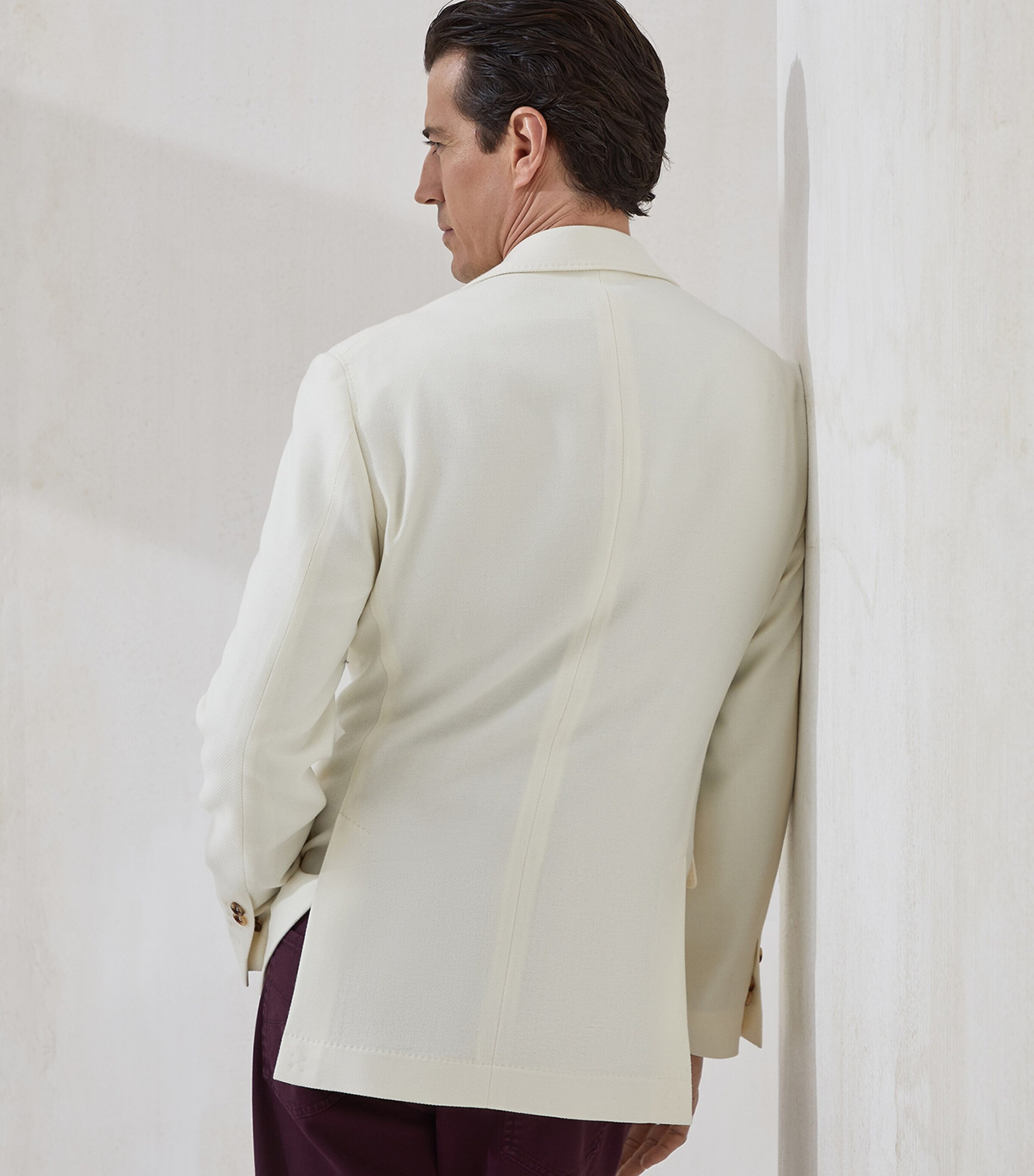 Brunello Cucinelli Mens Wool-Cashmere-Silk Deconstructed Blazer Image 3
