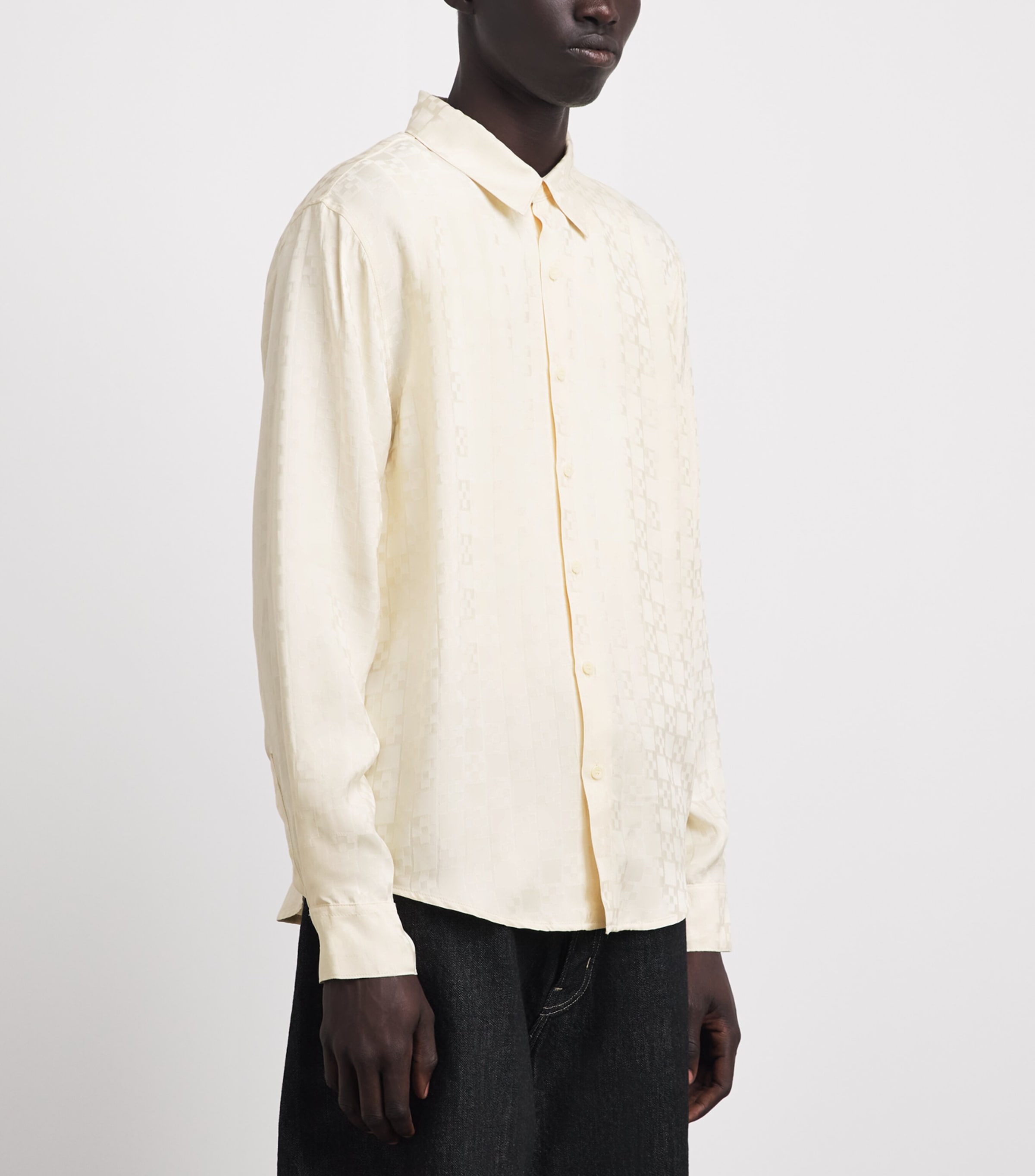 Sandro Paris Mens Jacquard Square Cross Shirt White Image 4