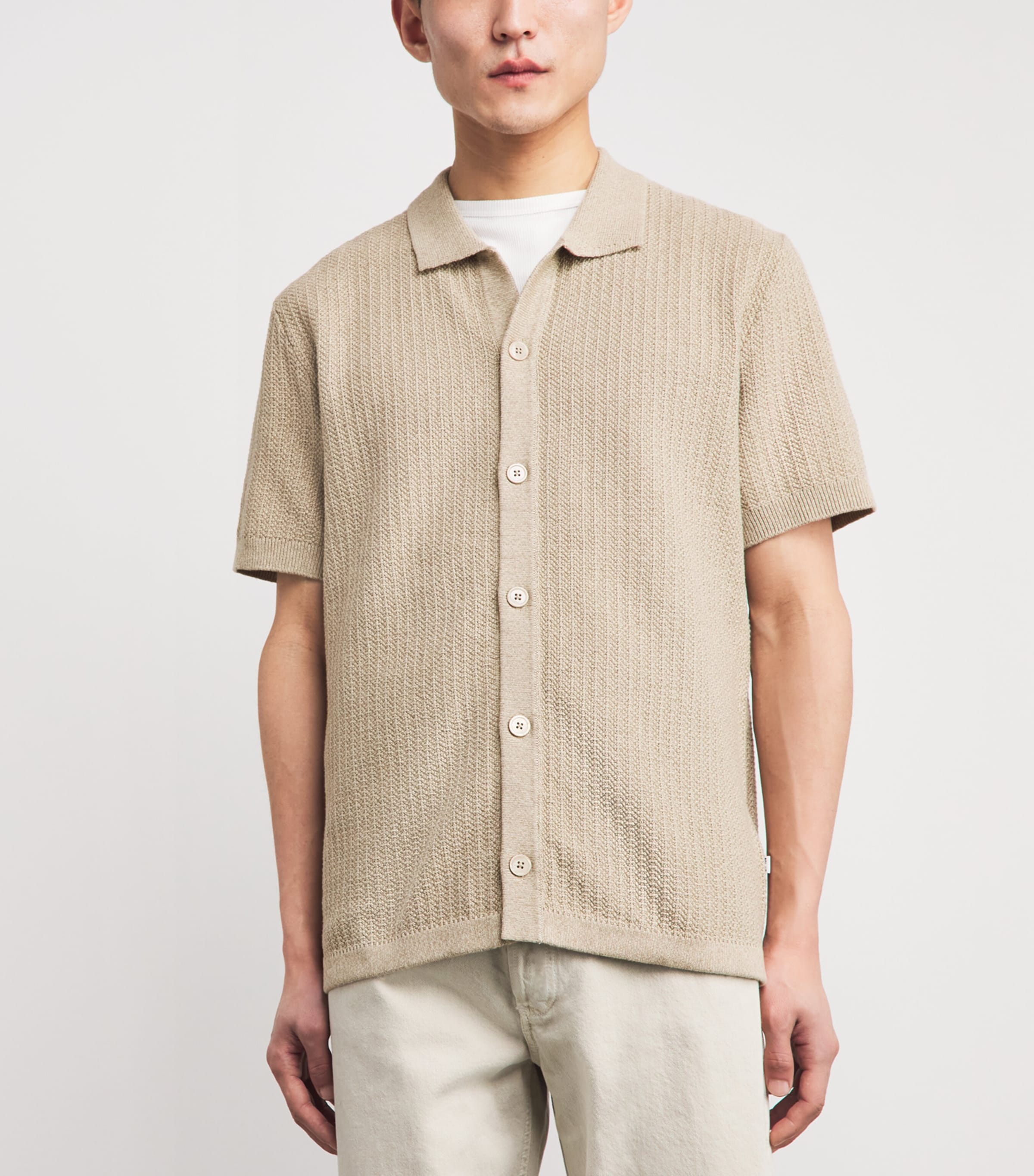 NN.07 Mens Organic Cotton Ares Polo Shirt Desert Khaki Image 4