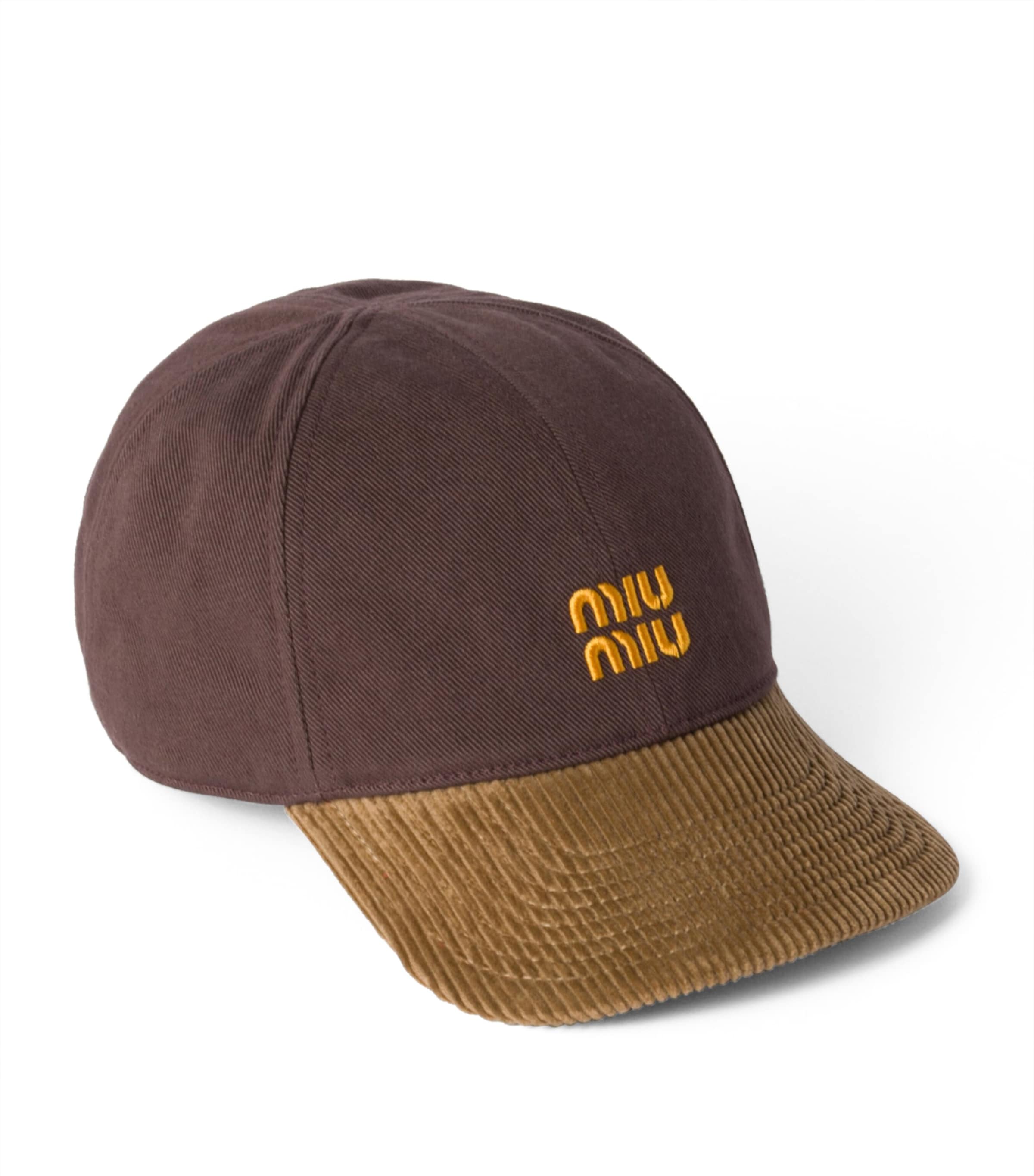 MIU MIU | DENIM & CORDUROY BASEBALL CAP GREY キャップ UNISEX MIU MIU | DENIM & CORDUROY BASEBALL CAP GREY キャップ UNISEX