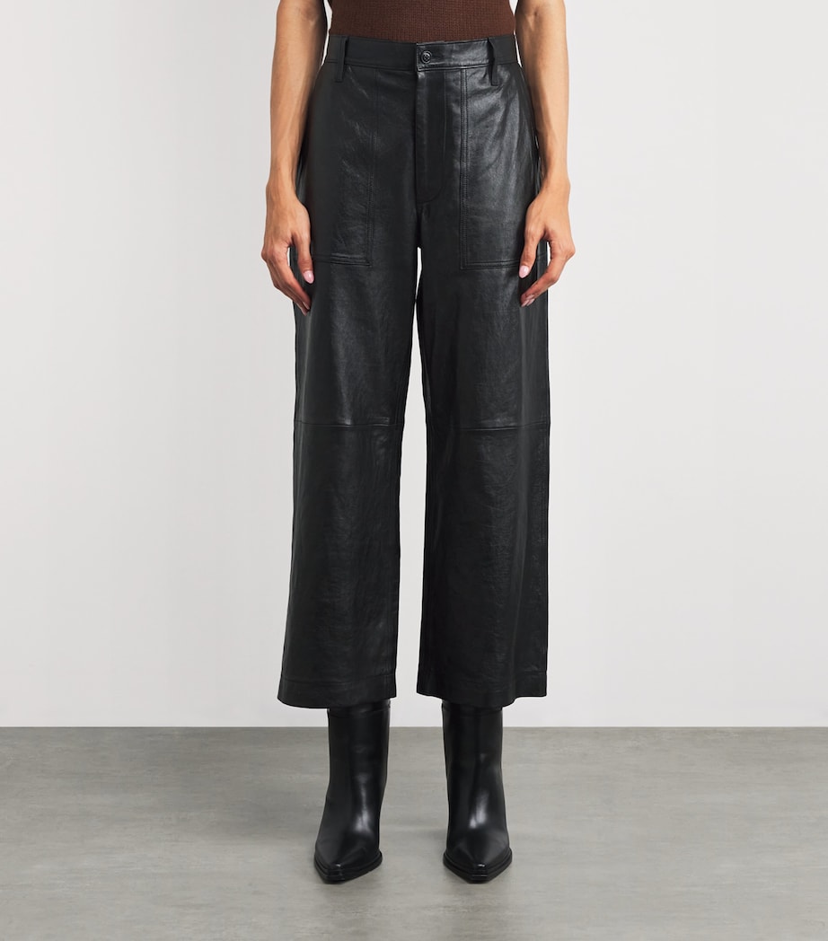 Lambskin Wide-Leg Trousers BLACK Image 3