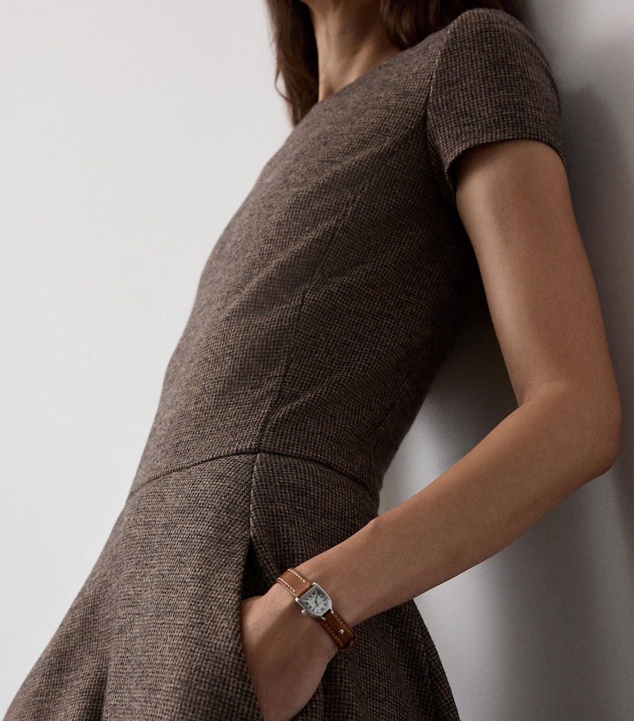 Wool Tick-Weave Margaret Midi Dress DARK BROWN/CAMEL Image 4