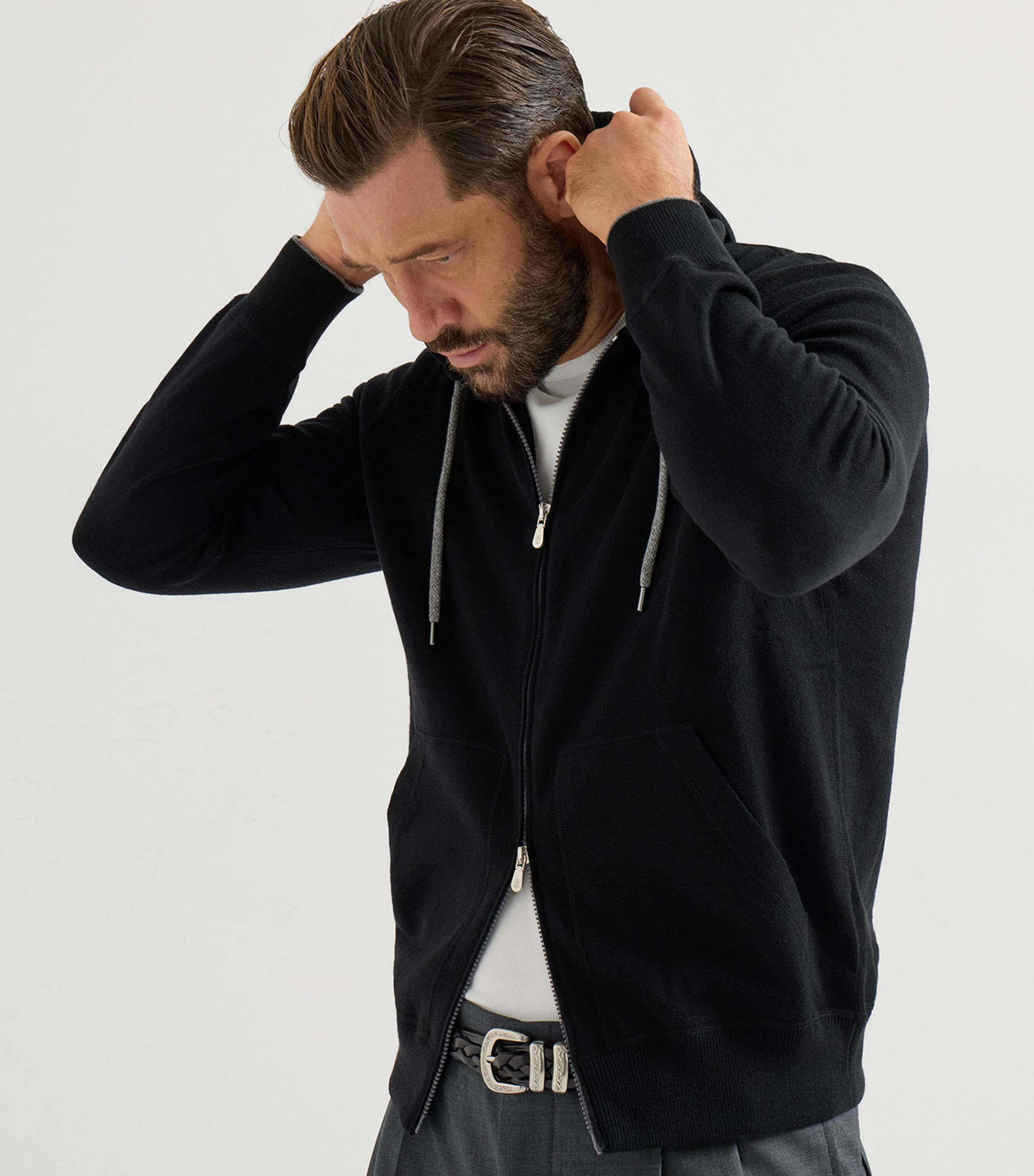 Brunello Cucinelli Mens Cashmere Zip-Up Hoodie Image 4