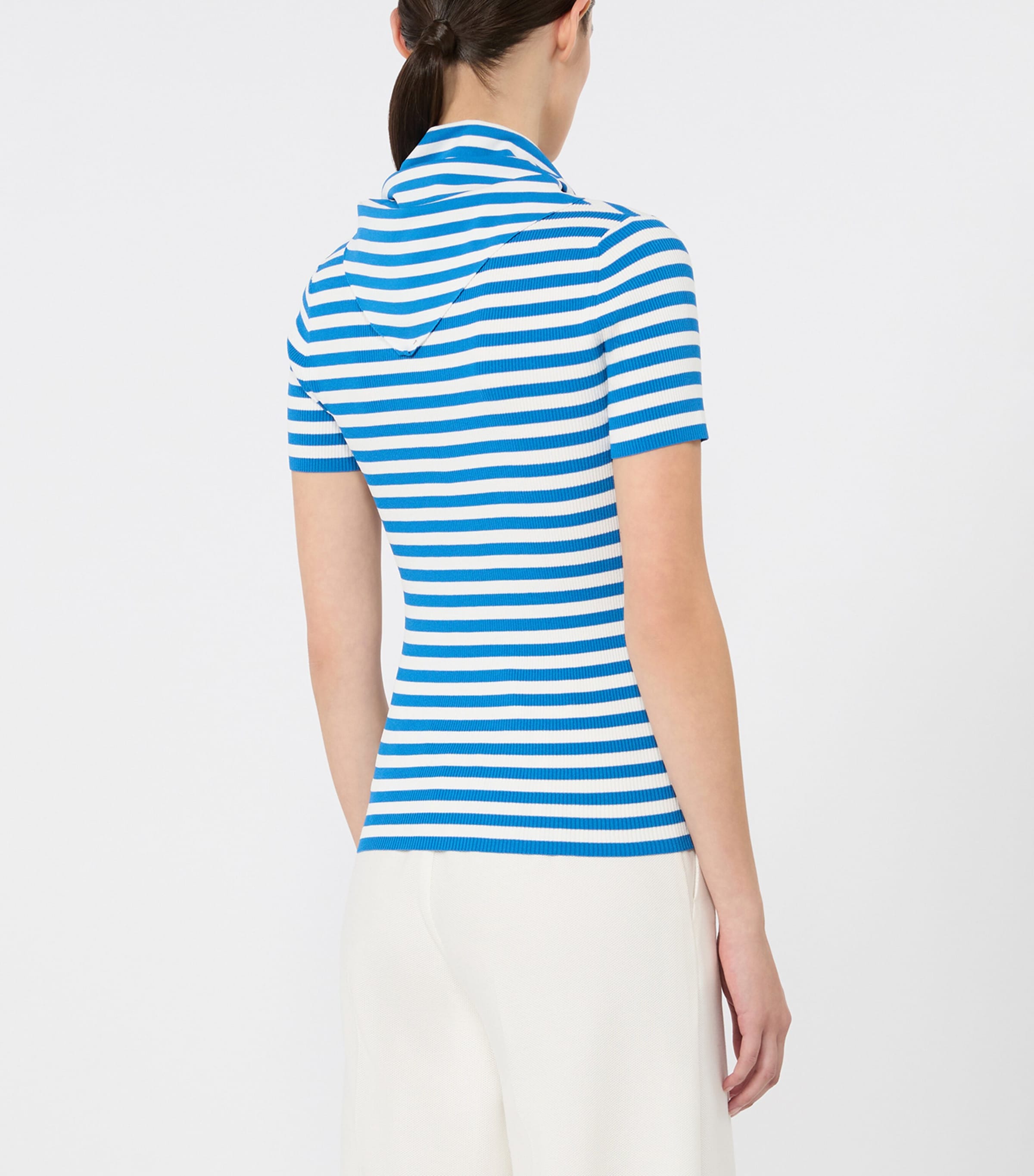 Max Mara Womens Scarf-Detail Stripe T-Shirt White Image 4
