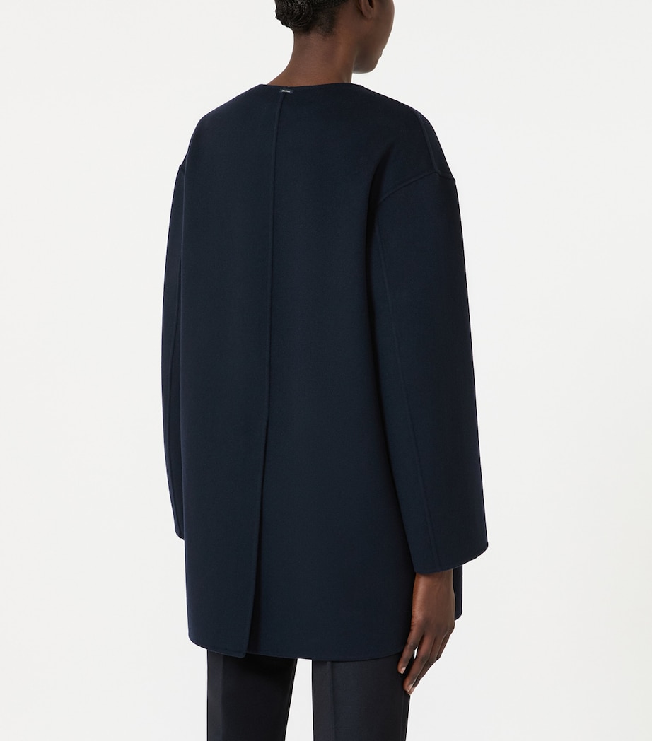 Max Mara Womens Virgin Wool Scarf Coat Midnightblue Image 6
