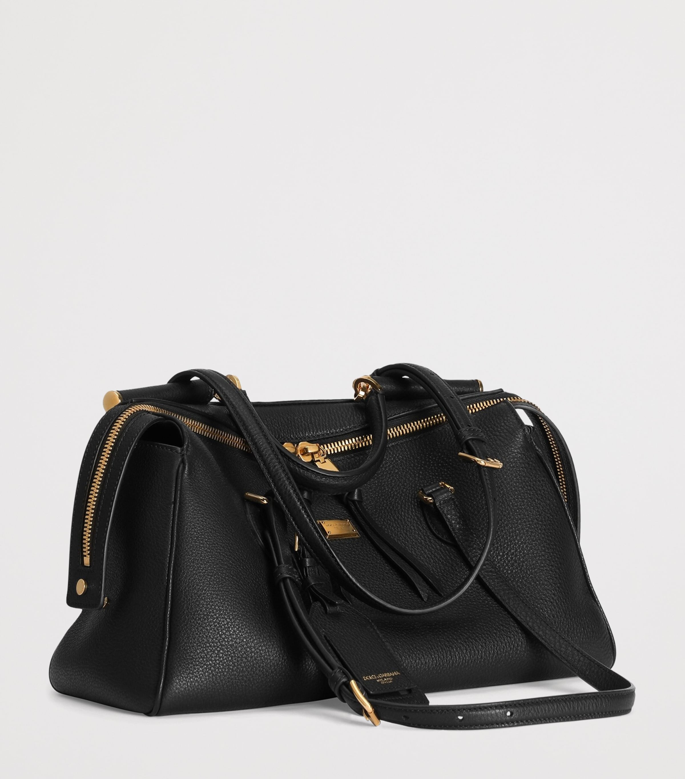 Dolce&Gabbana Calfskin Vittoria Top-Handle Bag Black Image 4