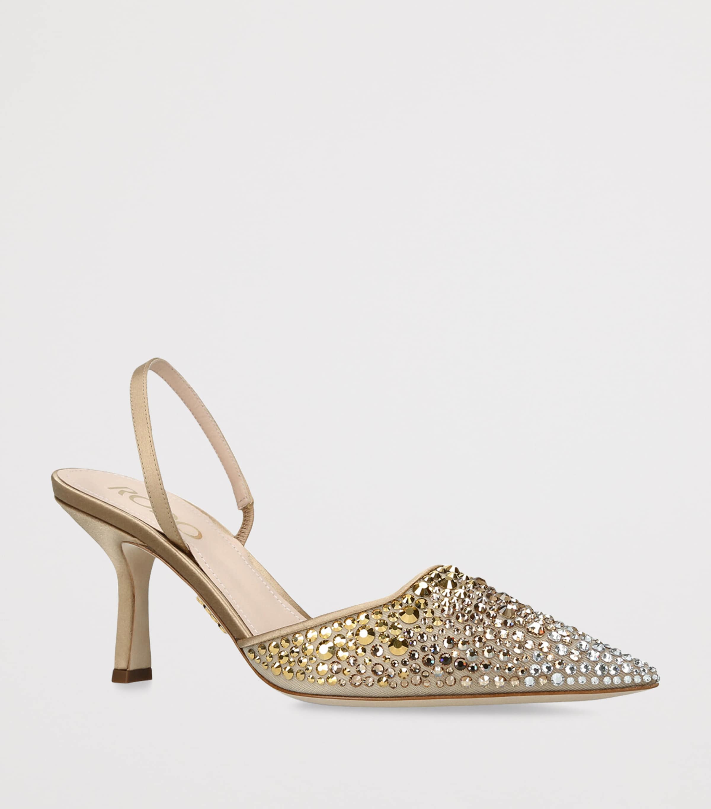 Rodo Rhinestone Embellished Assia Slingback Pumps 80 Champagne Image 3
