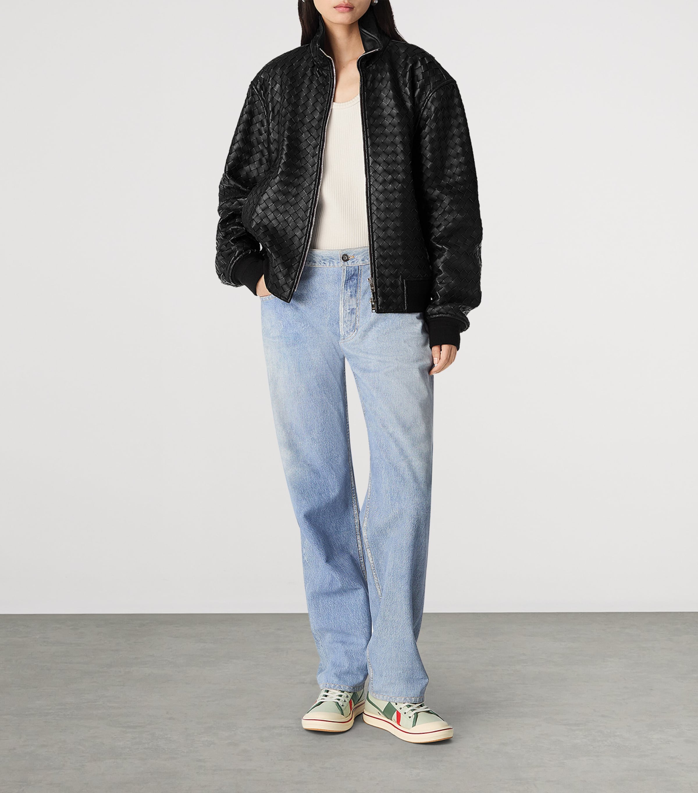 Canvas Leather-Trim Eliot Sneakers 3030 Image 2