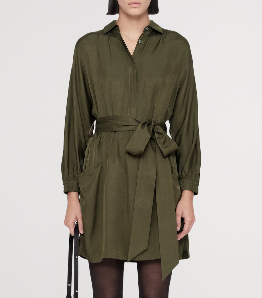 AllSaints Womens Noora Shirt Dress Washed Khaki Image 3