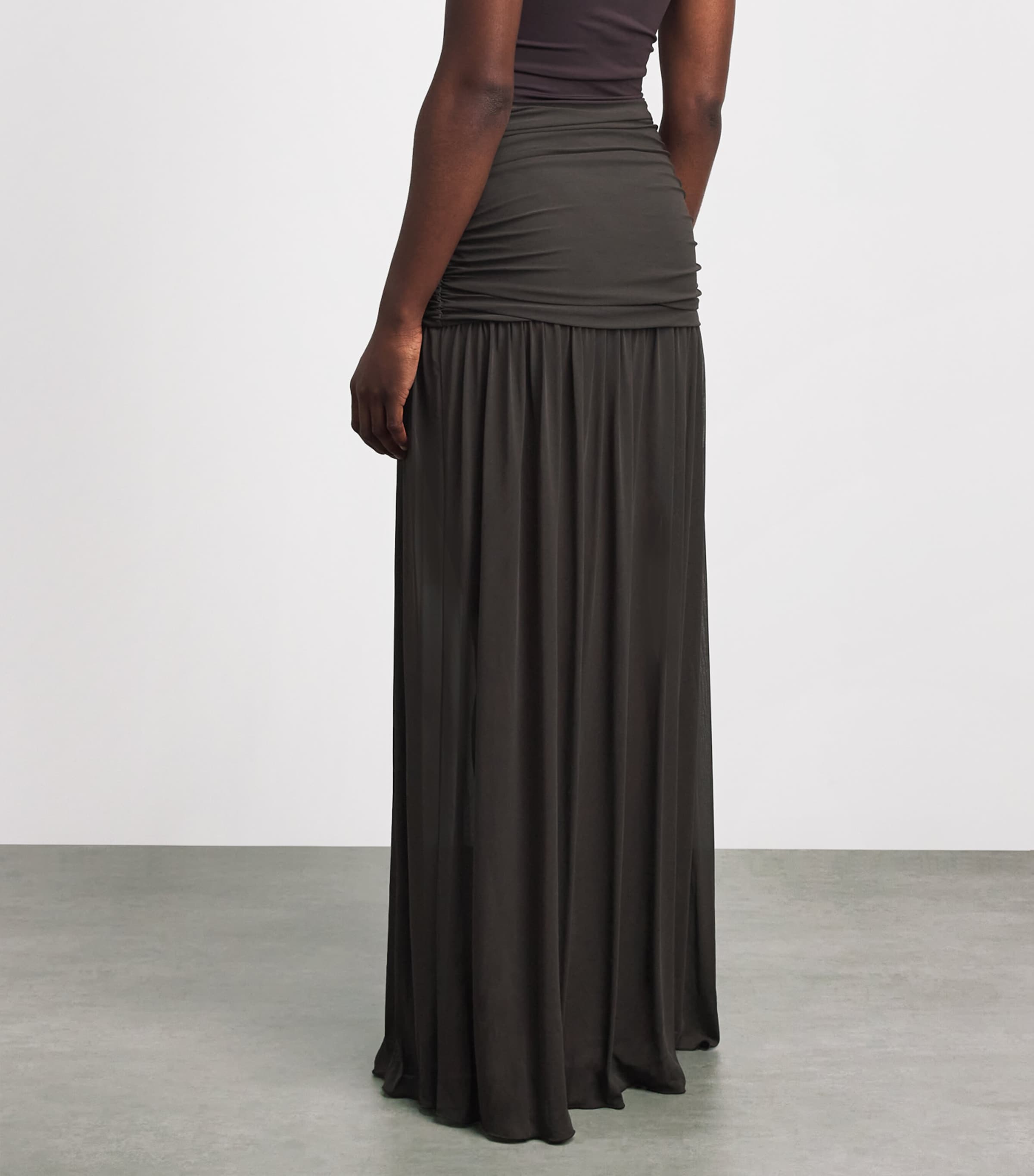 Moré Noir Womens Crepe Nova Maxi Skirt Bitter Chocolate Image 5