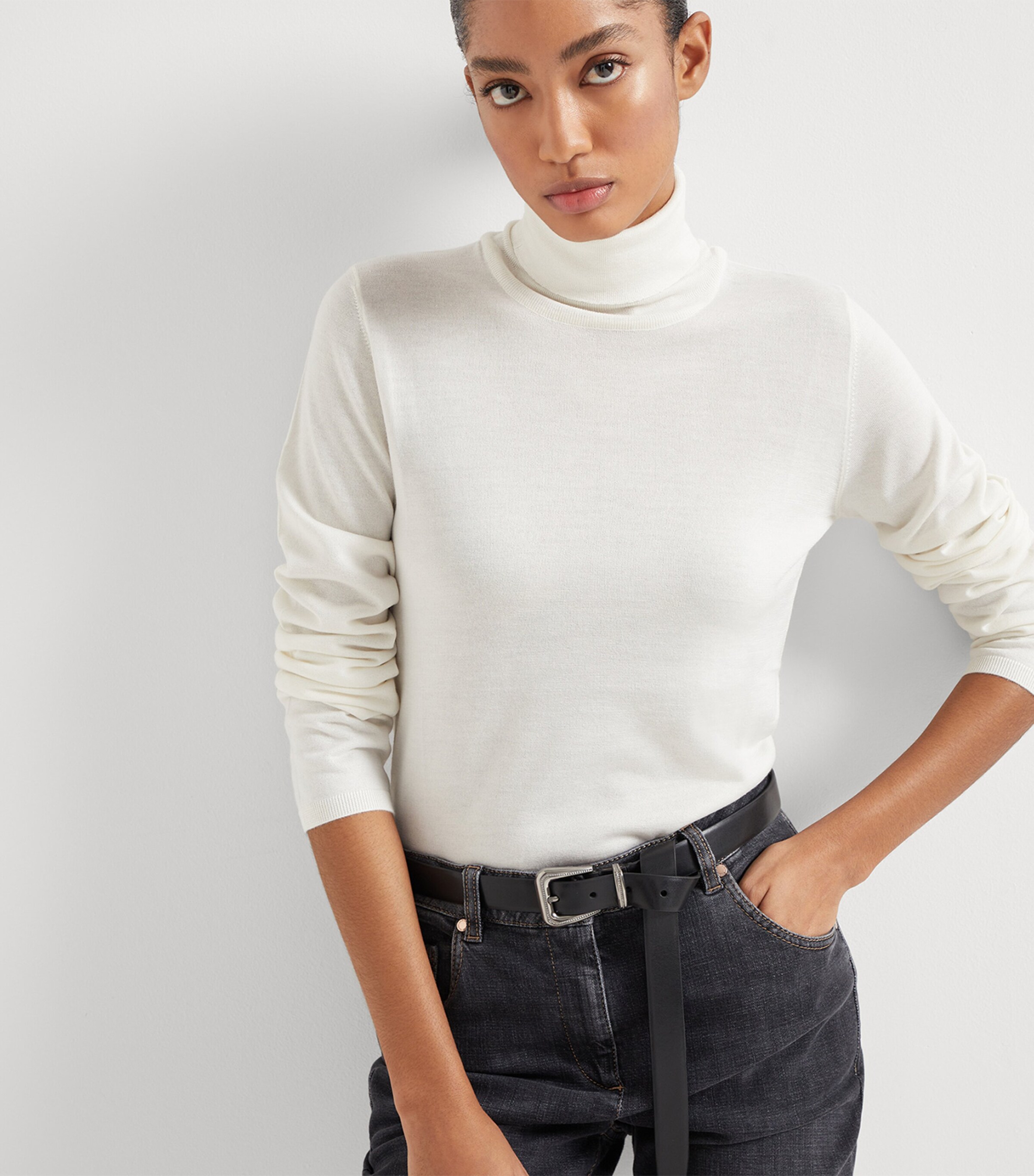 Brunello Cucinelli Womens Cashmere-Silk-Blend Rollneck Sweater Image 5