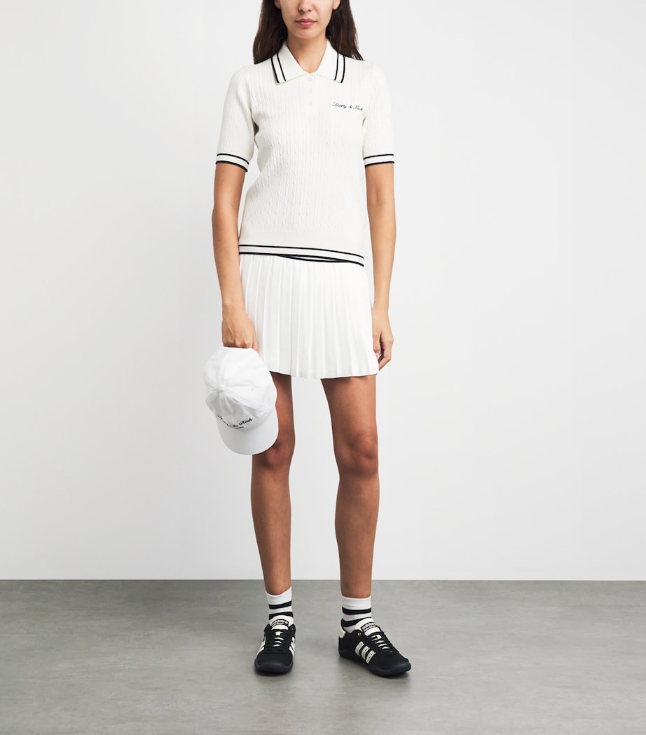 Sporty & Rich Womens Pleated Abigail Mini Skirt Ecru Dark Navy Image 2