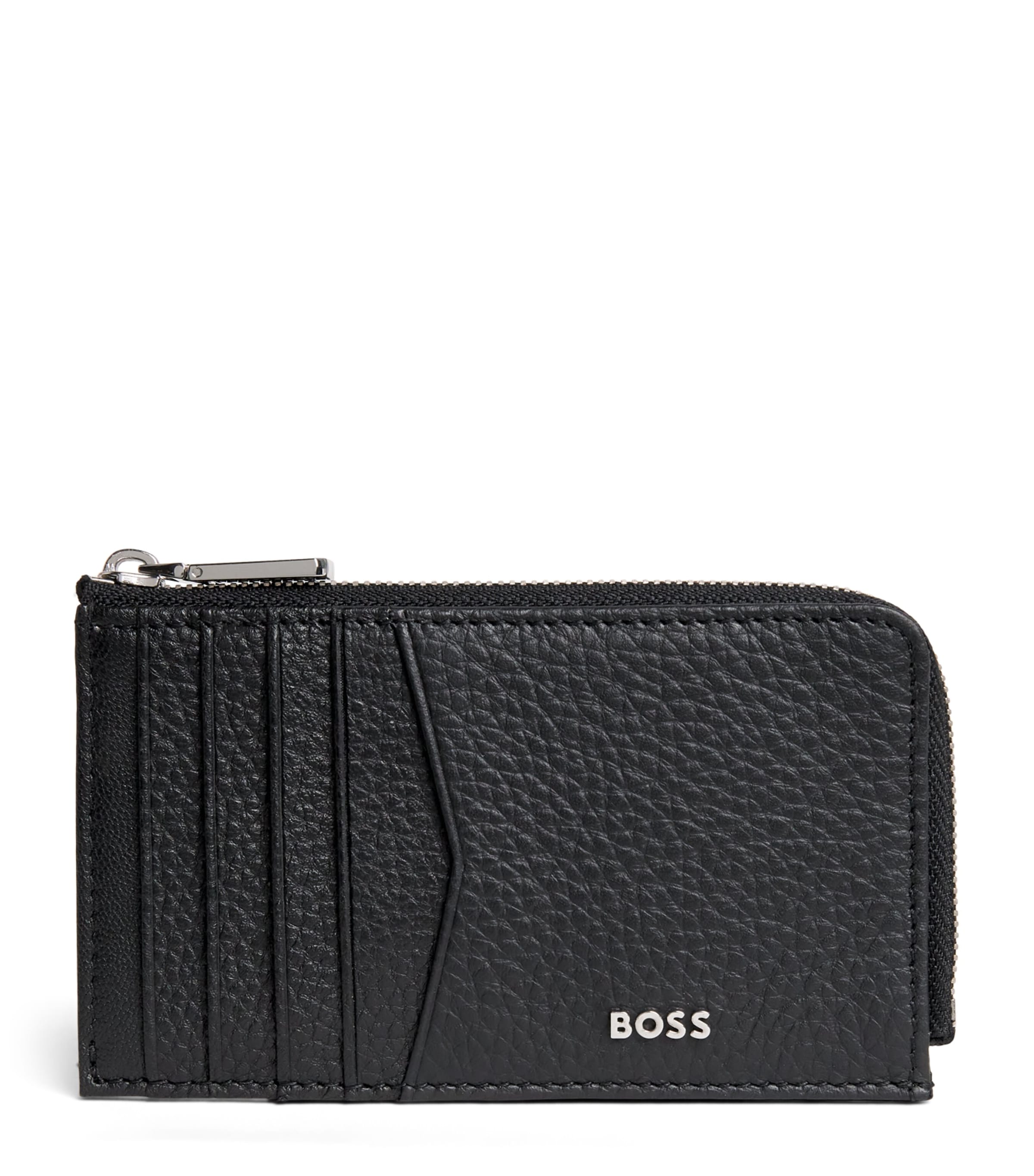 BOSS Grained Leather Crosstown Card Holder Black Image 1