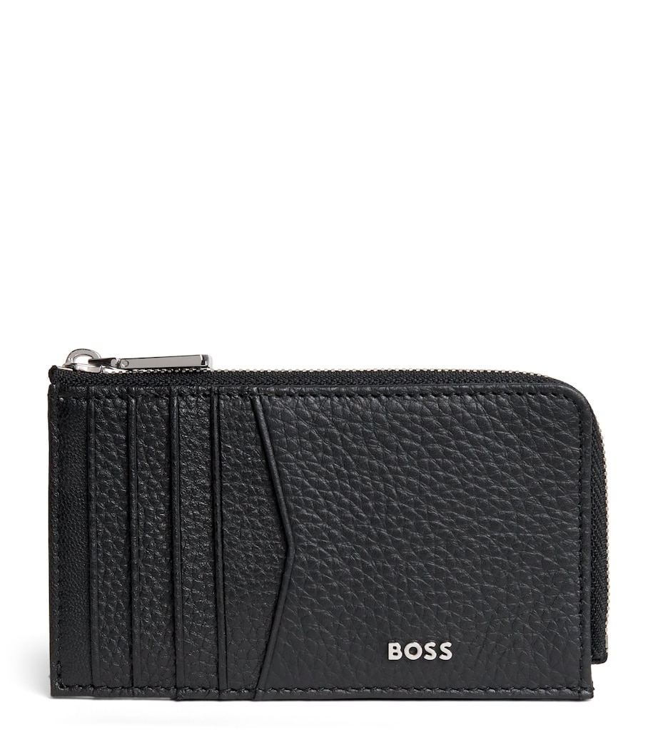 BOSS Grained Leather Crosstown Card Holder Black Image 1