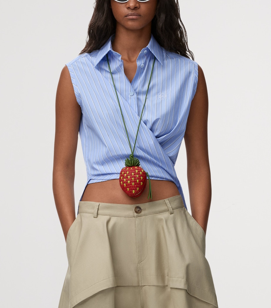 LOEWE Womens x Paula's Ibiza Cotton-Blend Stripe Sleeveless Shirt Blue/multicolor Image 5