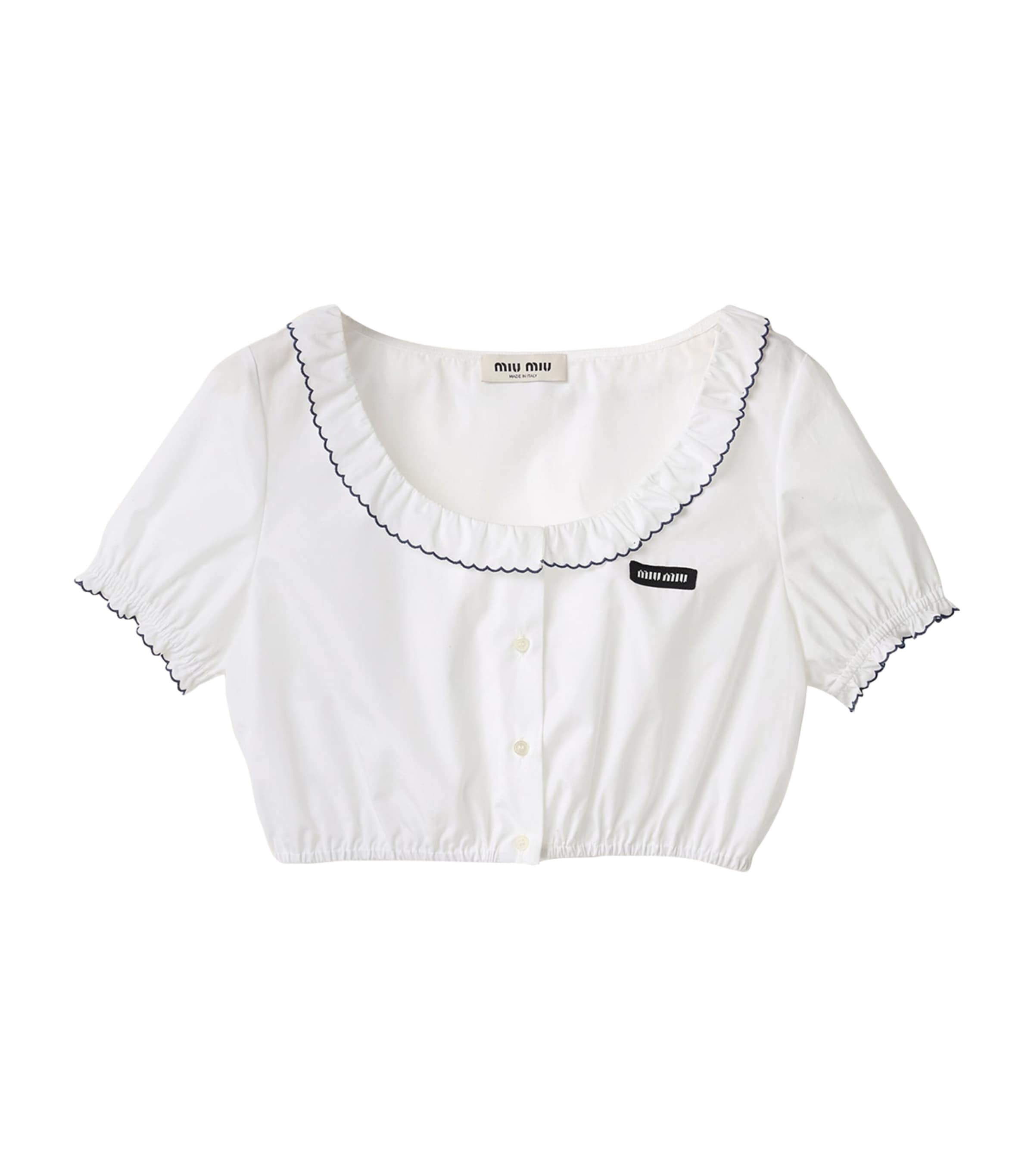 Miu Miu Womens Cotton Embroidered Crop Top White Image 1