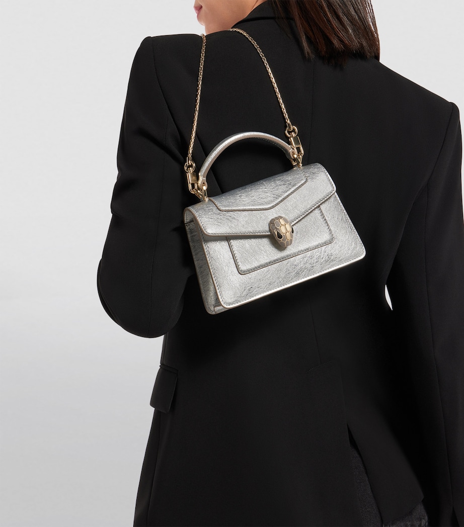 Bvlgari Mini Metallic Serpenti Forever Top-Handle Bag Silver Image 4
