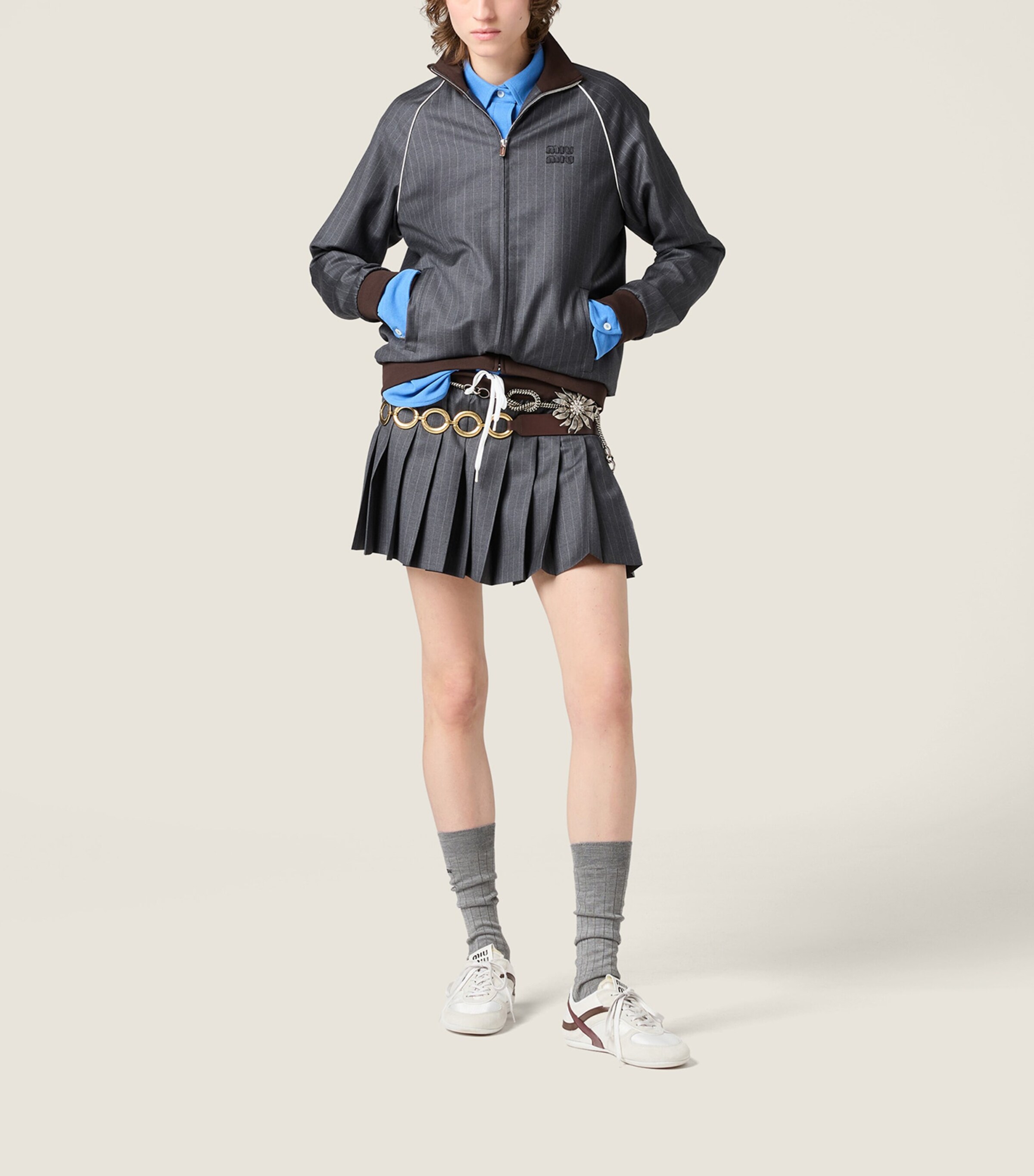 Wool Pleated Mini Skirt F0480 Image 2