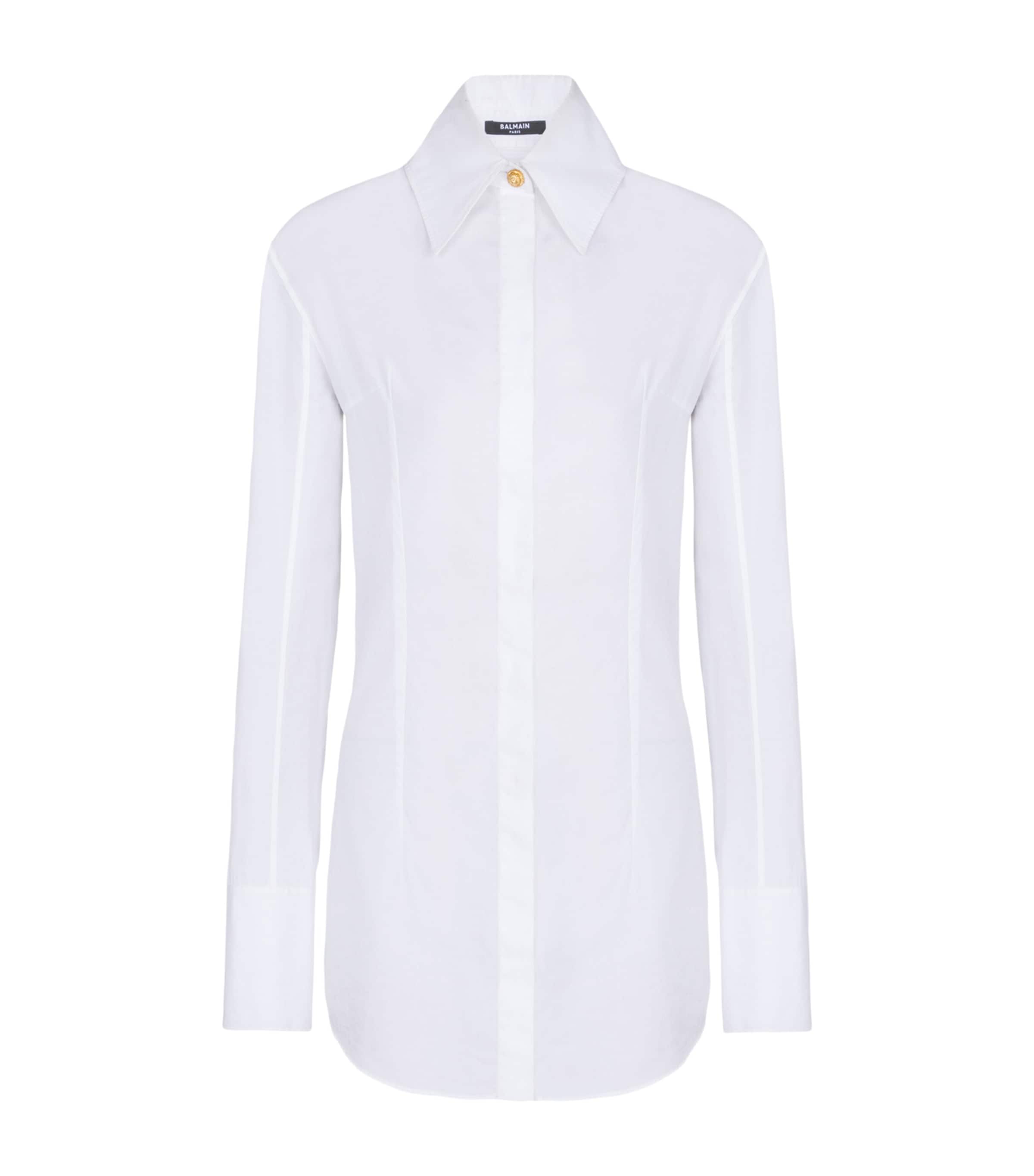 Balmain Cotton Poplin Shirt In White