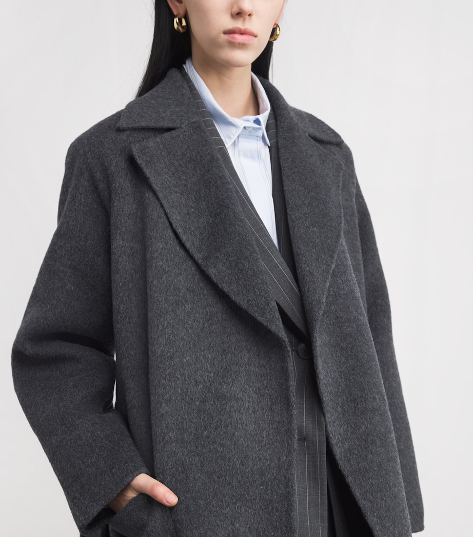 Wool-Blend Belted Coat BLACK GREY Image 6
