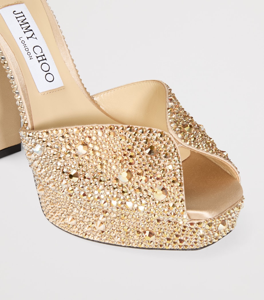 Jimmy Choo Sacaria 120 Embellished Platform Sandals Gold/crystal Image 6