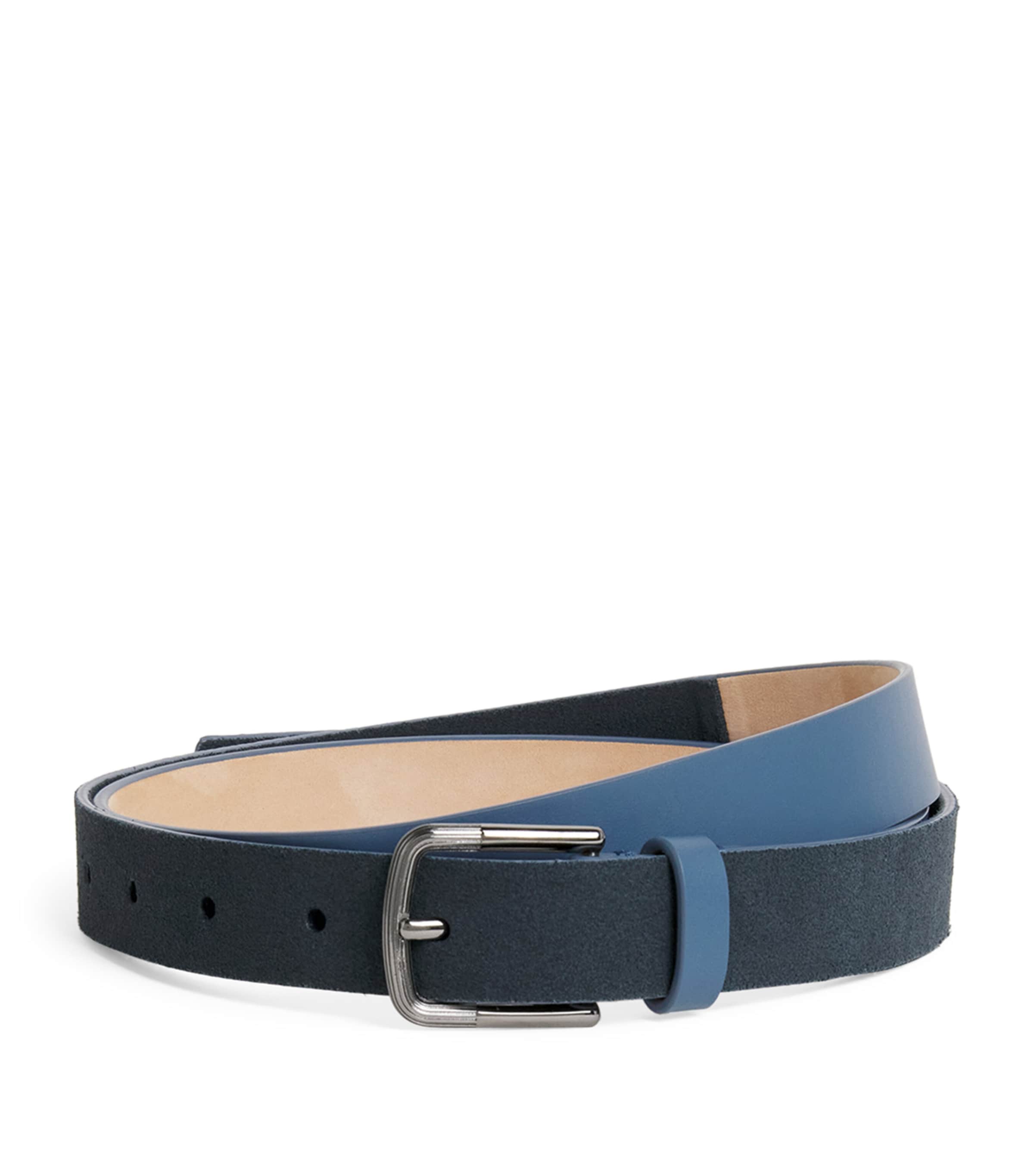 Giorgio Armani Leather Belt In Blue