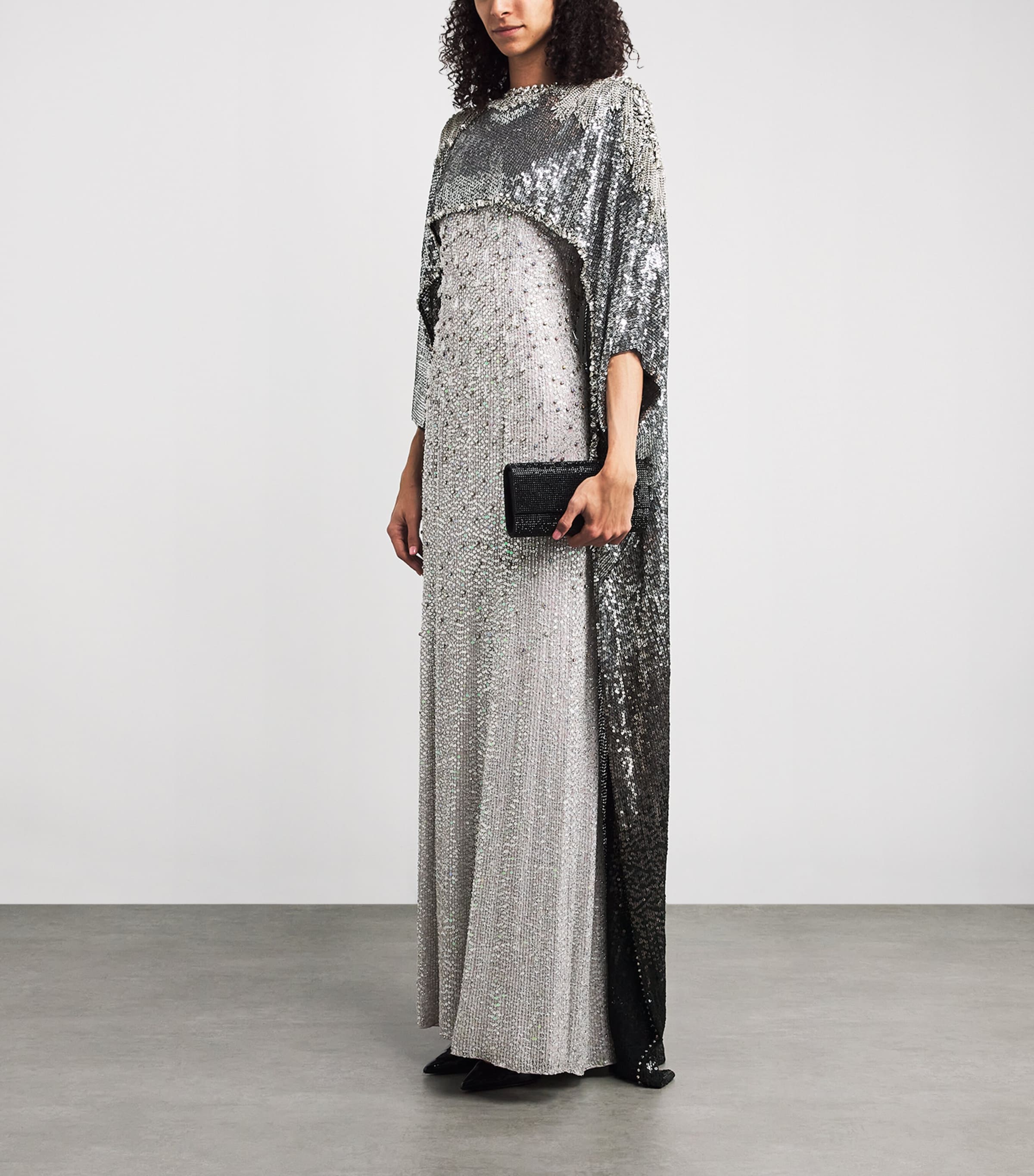 Sequin Cassia Cape Gown LIQUORICE 2033 Image 2