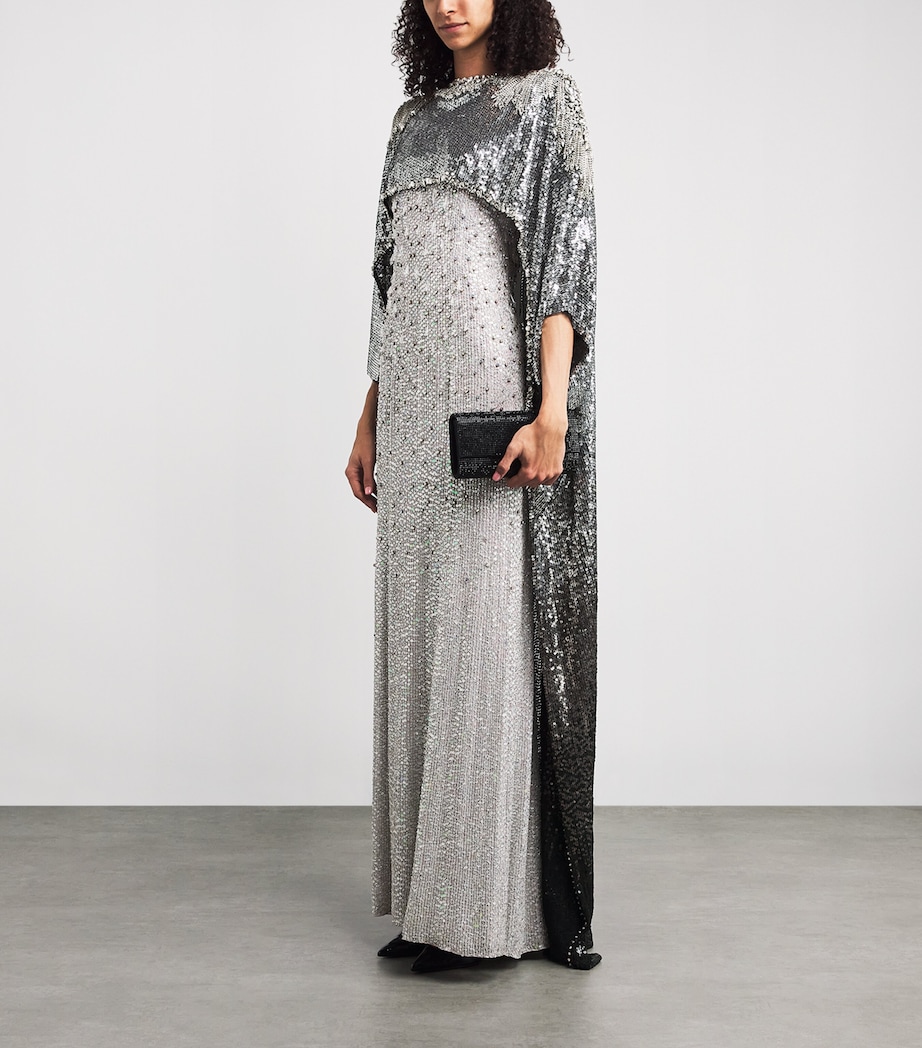 Sequin Cassia Cape Gown LIQUORICE 2033 Image 2