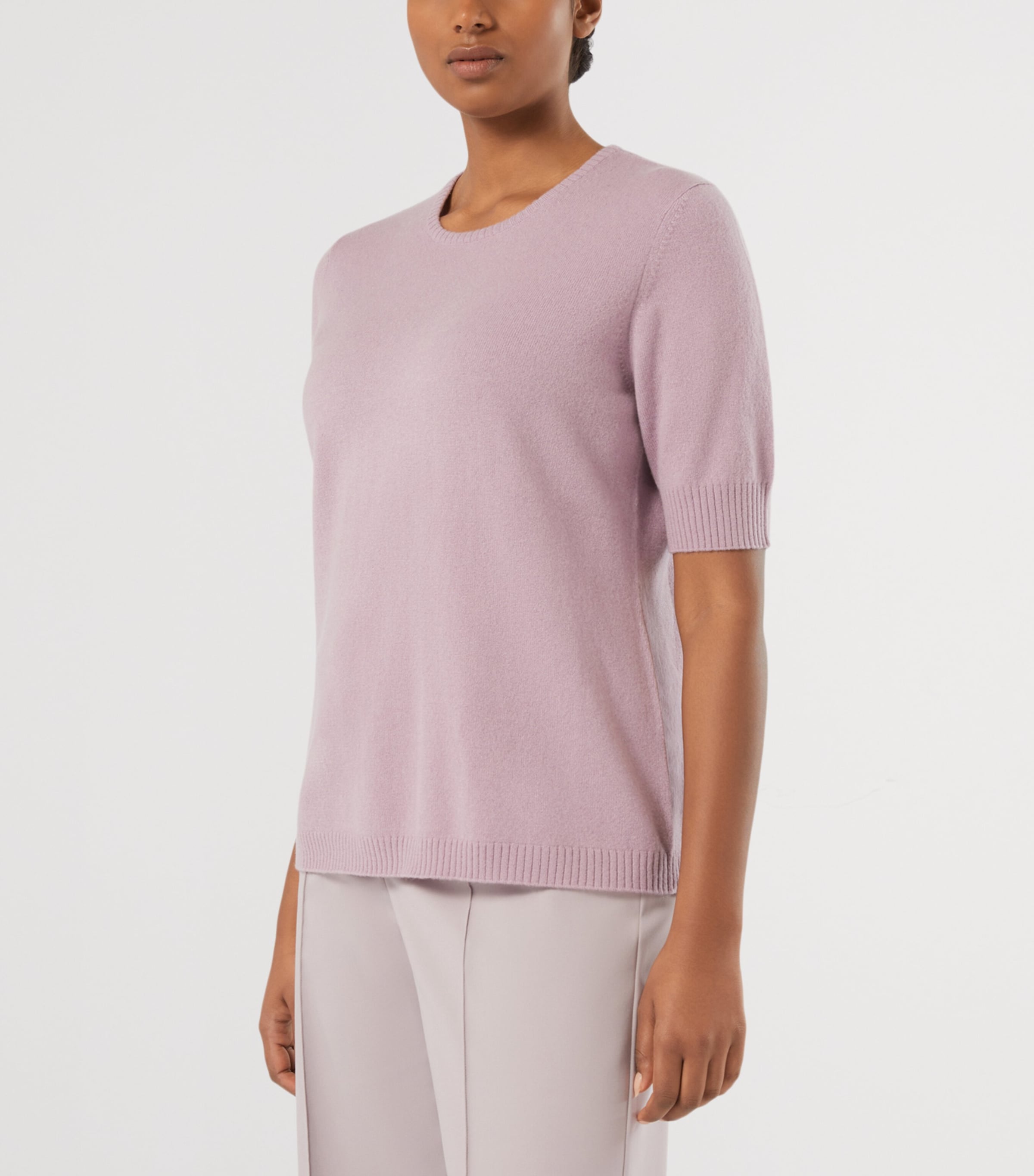 Marina Rinaldi Womens Cashmere Short-Sleeve Sweater Lilac Image 2