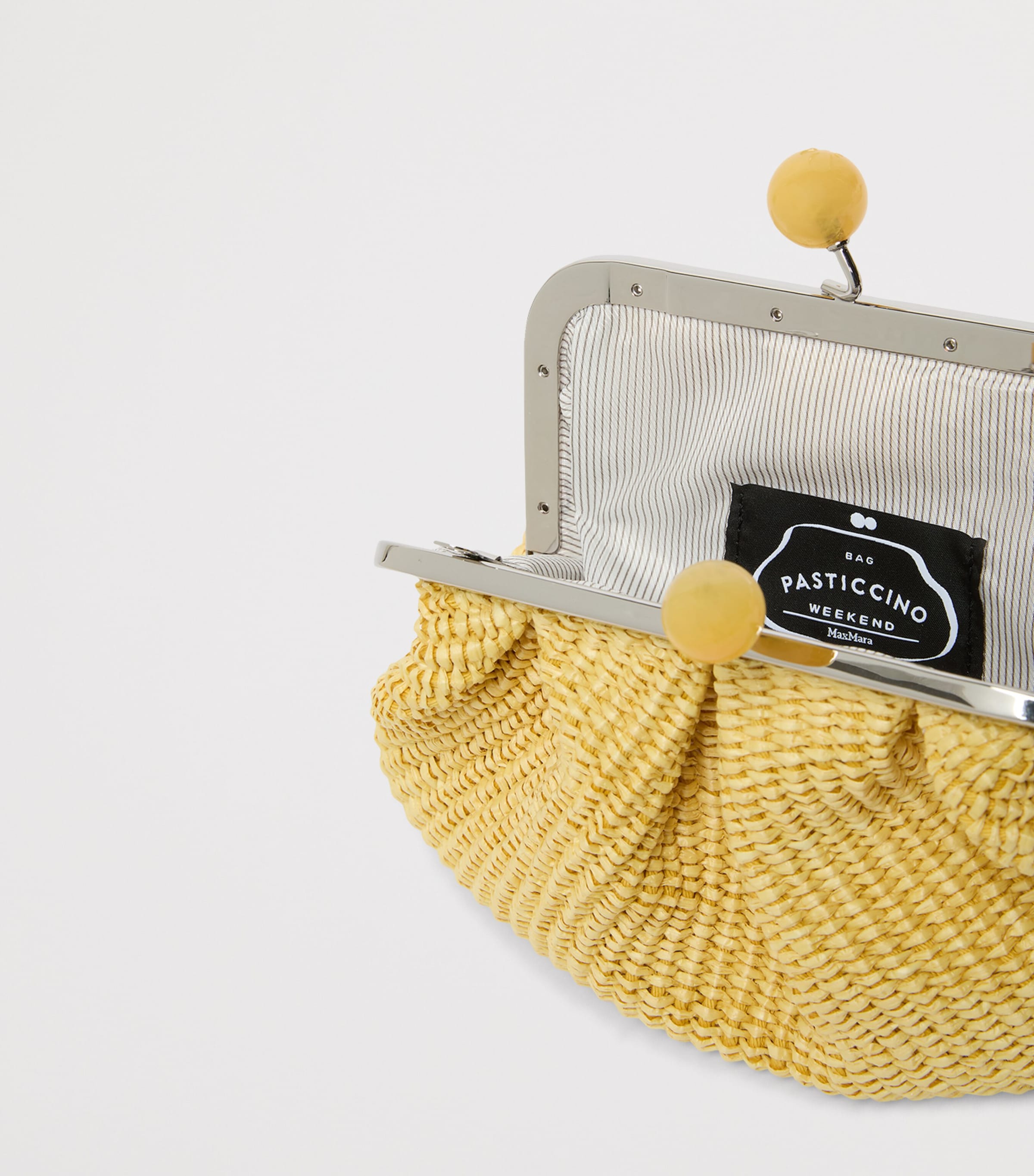 Weekend Max Mara Small Woven Pasticcino Clutch Bag Yellow Image 5