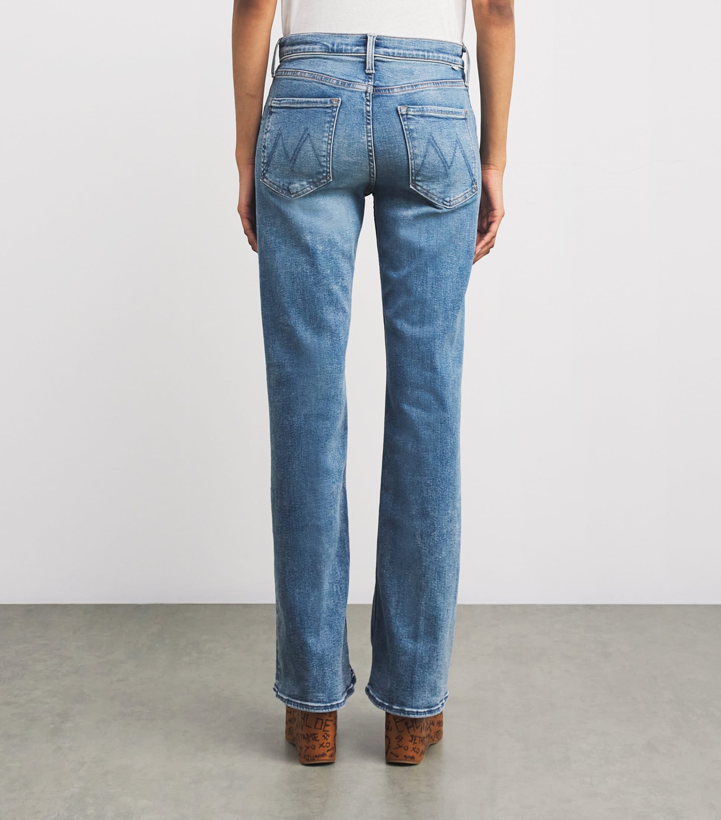 MOTHER Womens The Bookie Sneak Straight Jeans Eye Of The Tiger Image 4