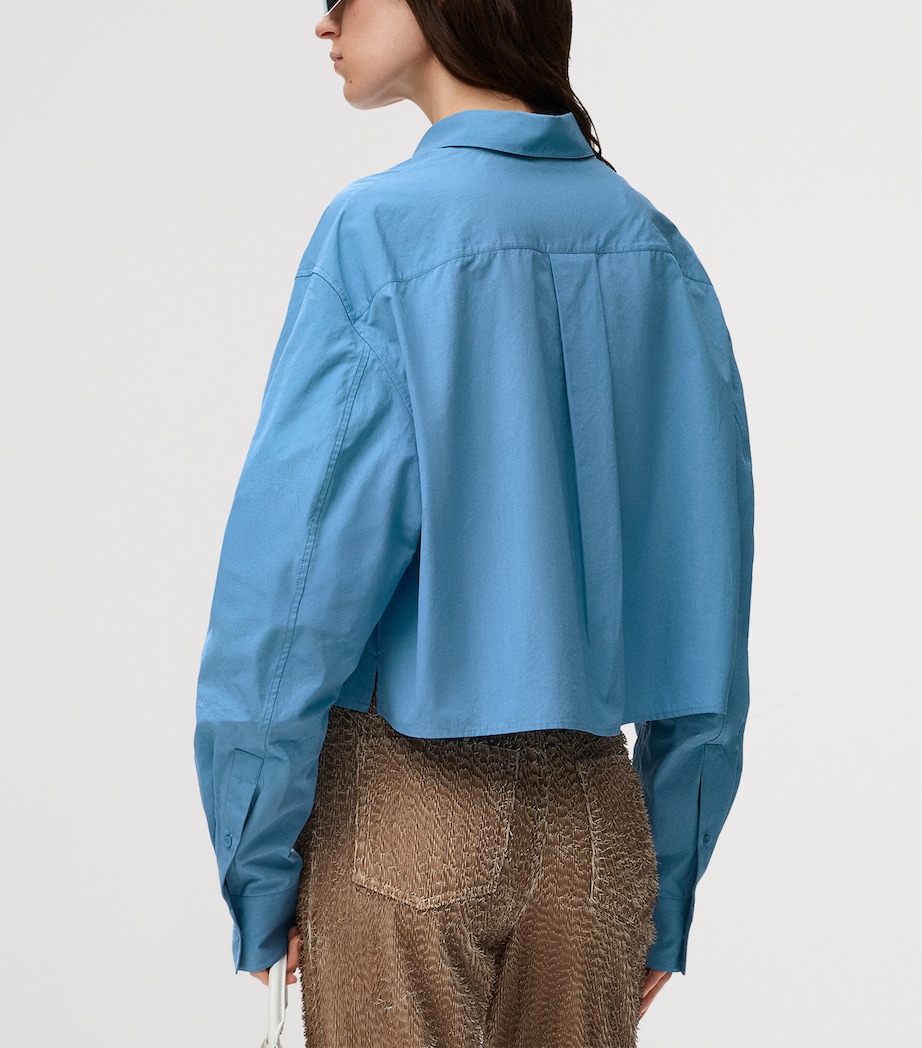 LOEWE Womens Cotton Cropped Shirt Blue Image 4